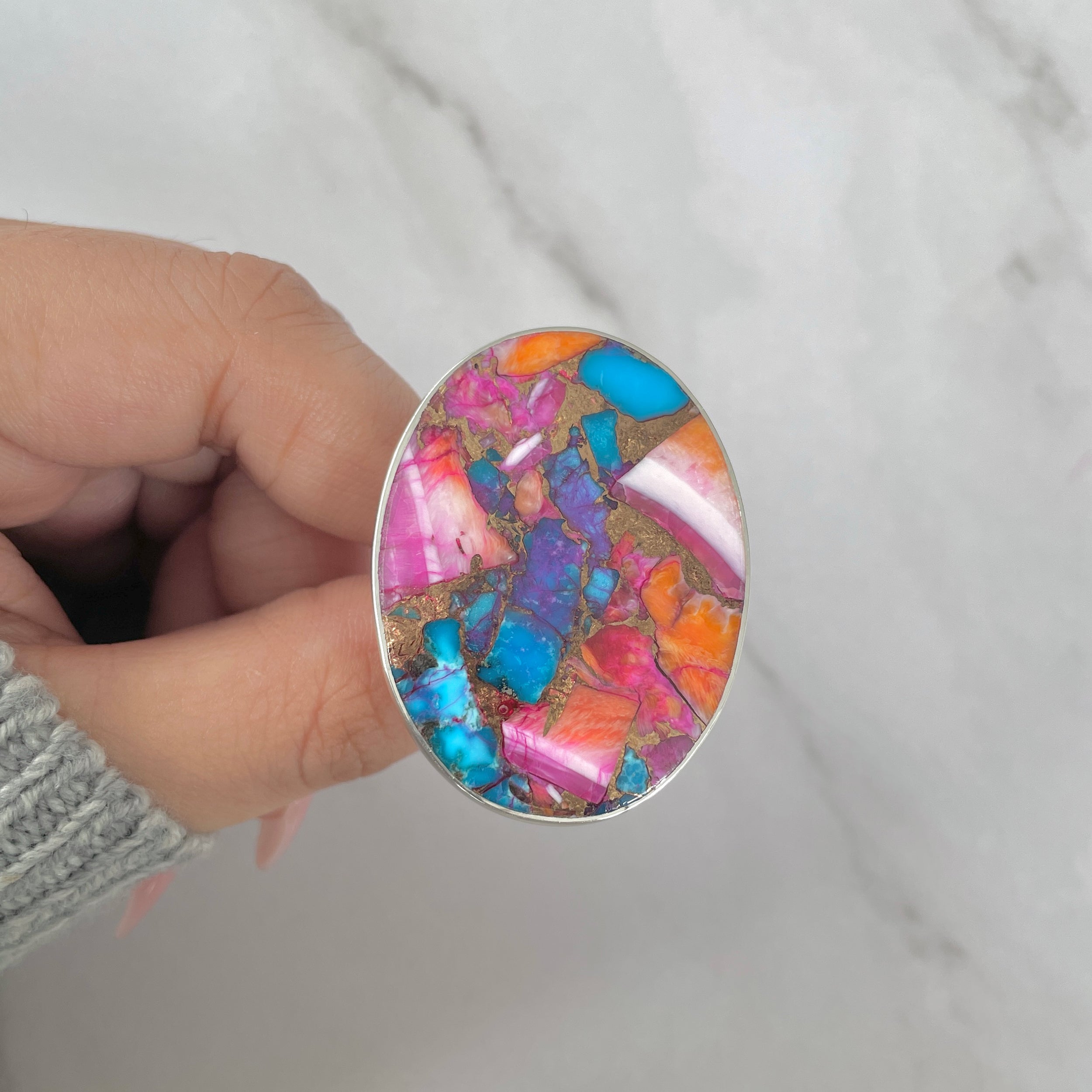 Spiny Oyster Turquoise Ring-(TRO-R-151.)