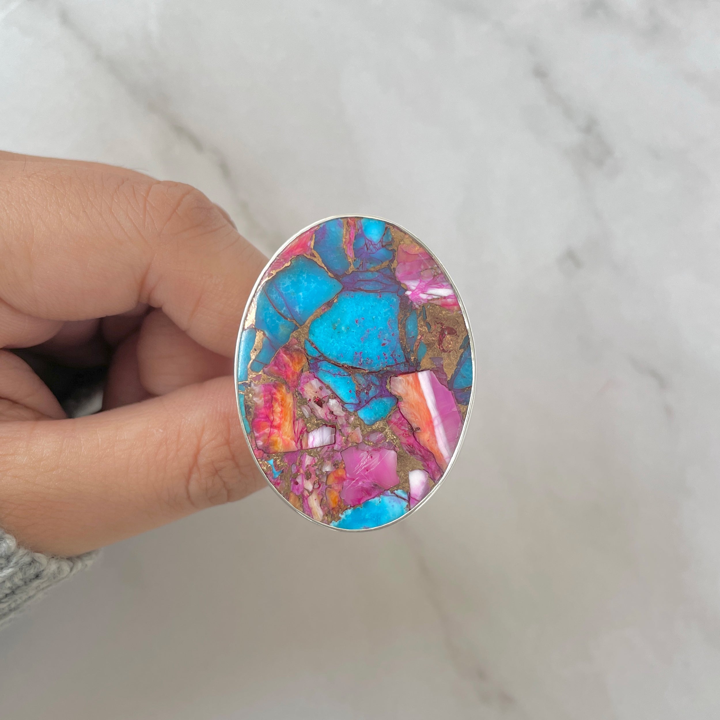 Spiny Oyster Turquoise Ring-(TRO-R-152.)