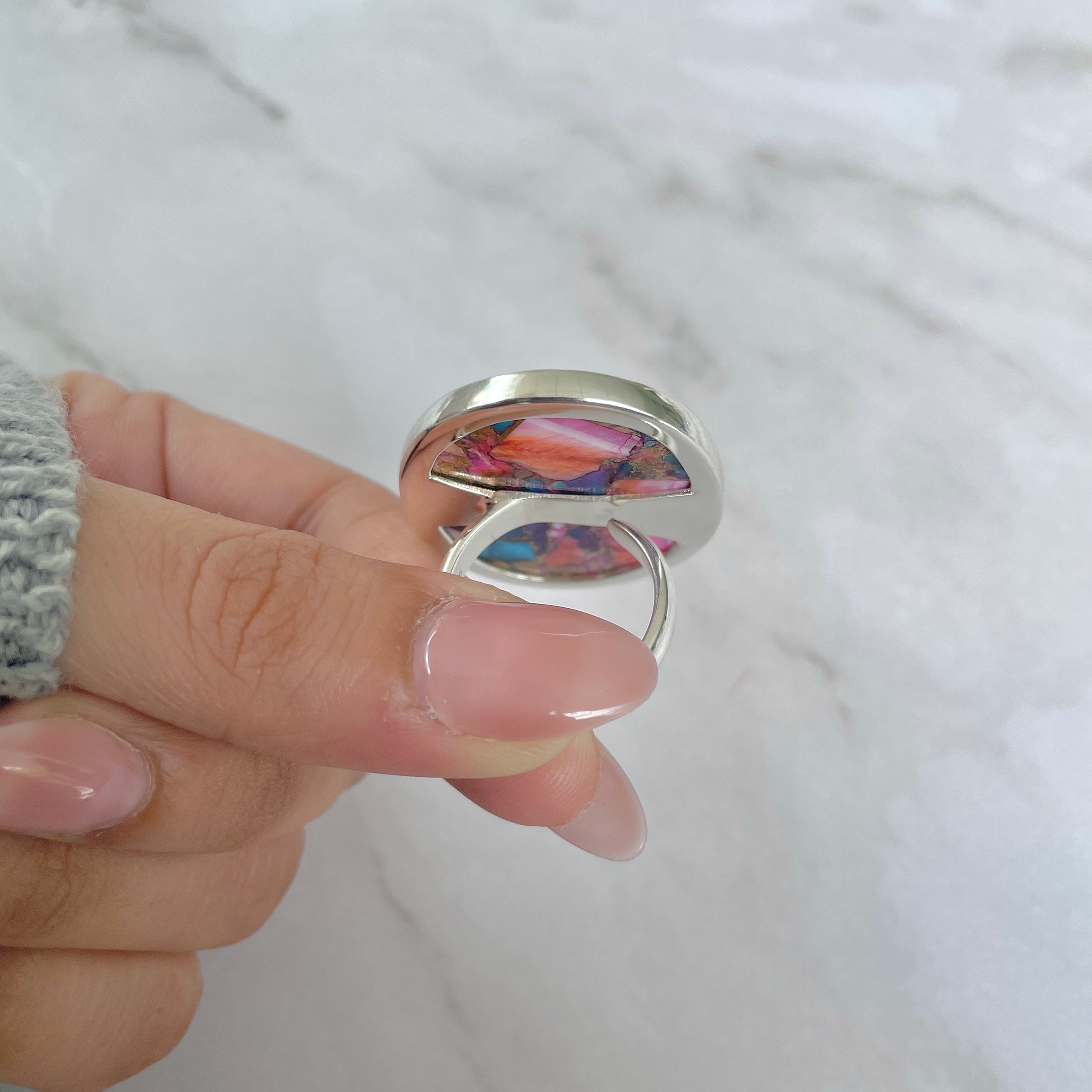 Spiny Oyster Turquoise Ring-(TRO-R-154.)