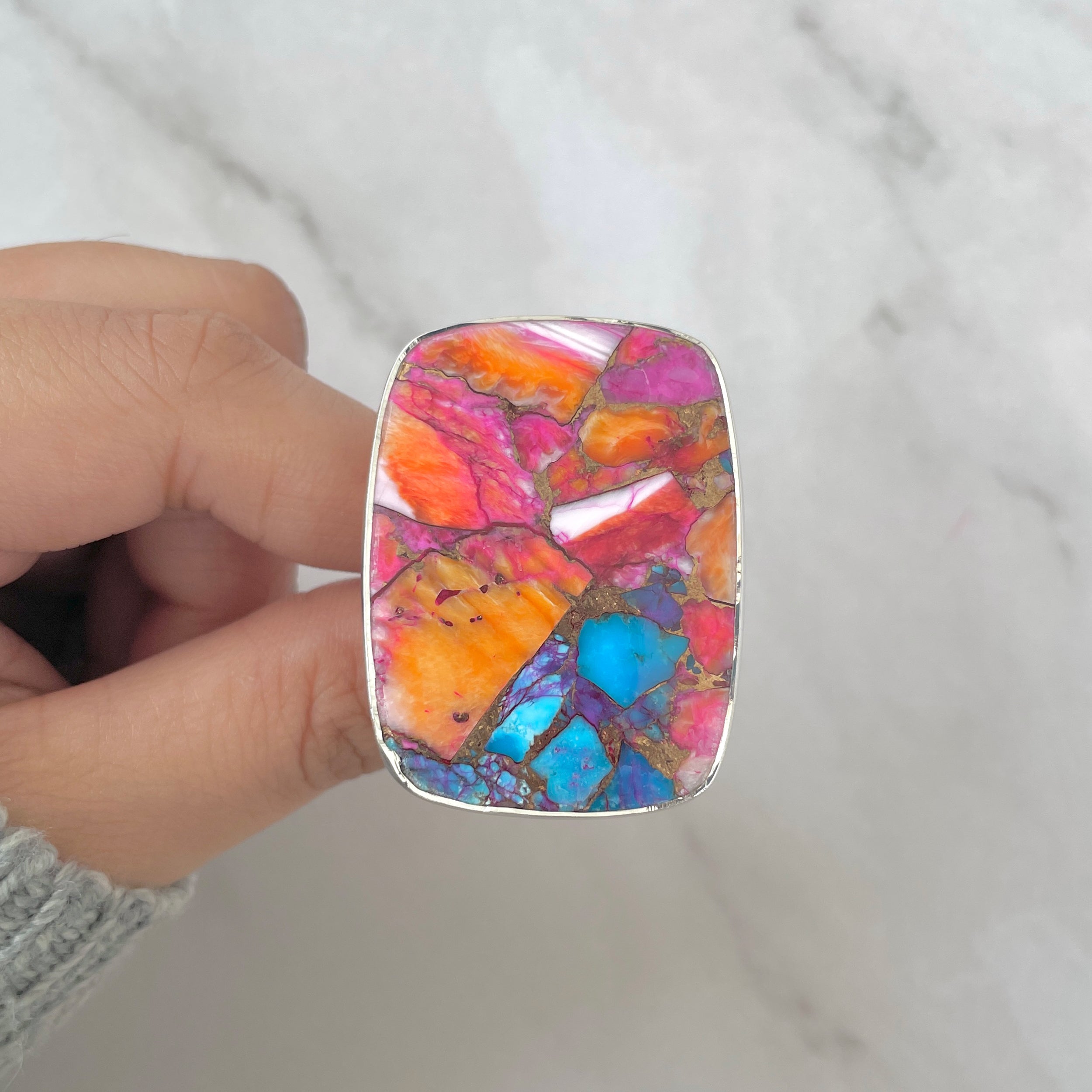 Spiny Oyster Turquoise Ring-(TRO-R-156.)