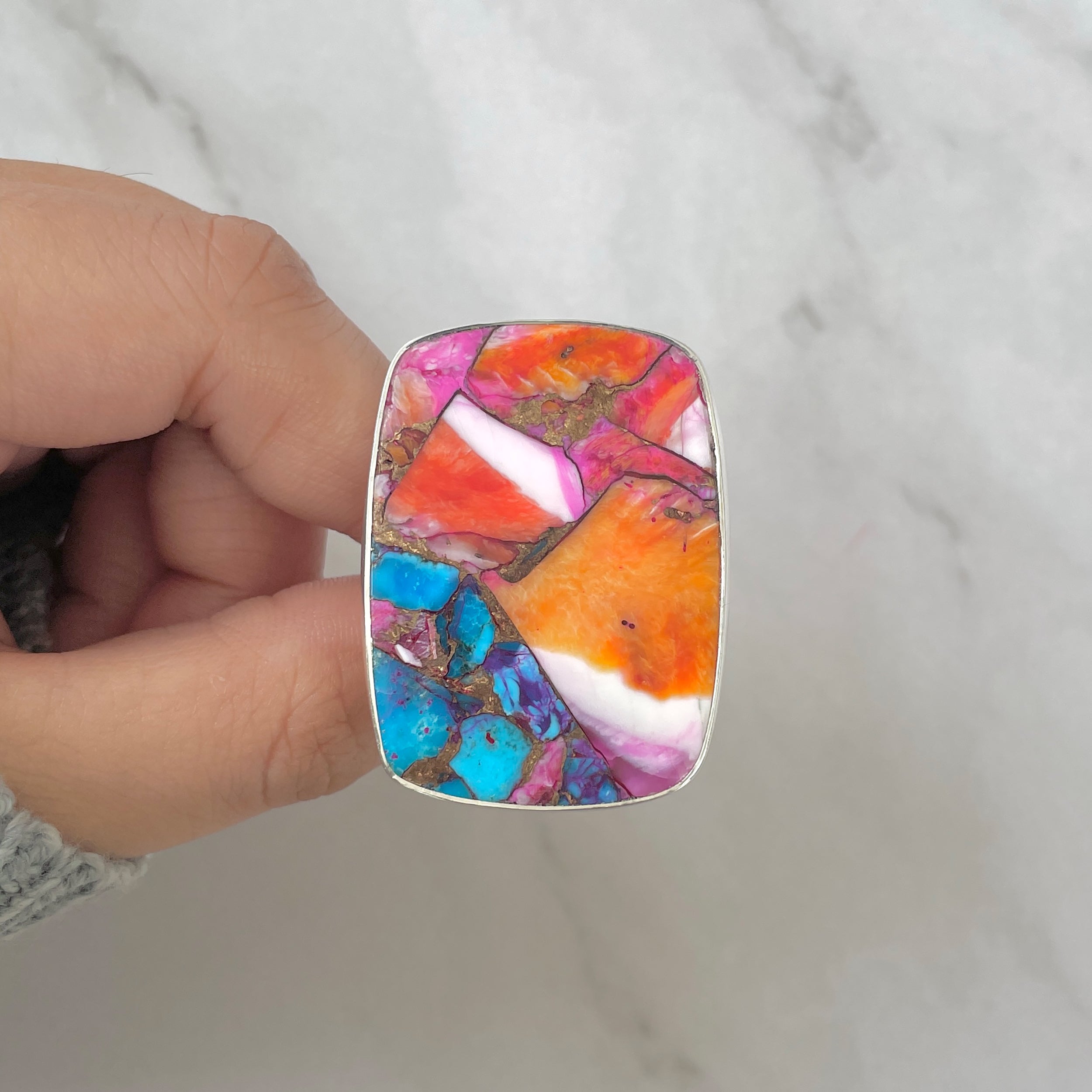 Spiny Oyster Turquoise Ring-(TRO-R-158.)