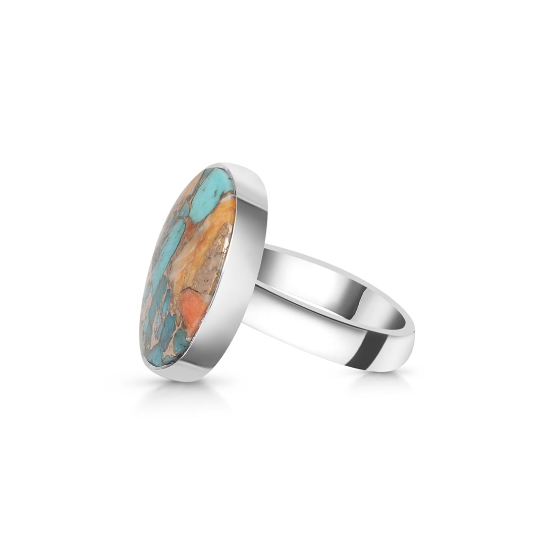 Spiny Oyster Turquoise Adjustable Ring-(TRO-R-16.)