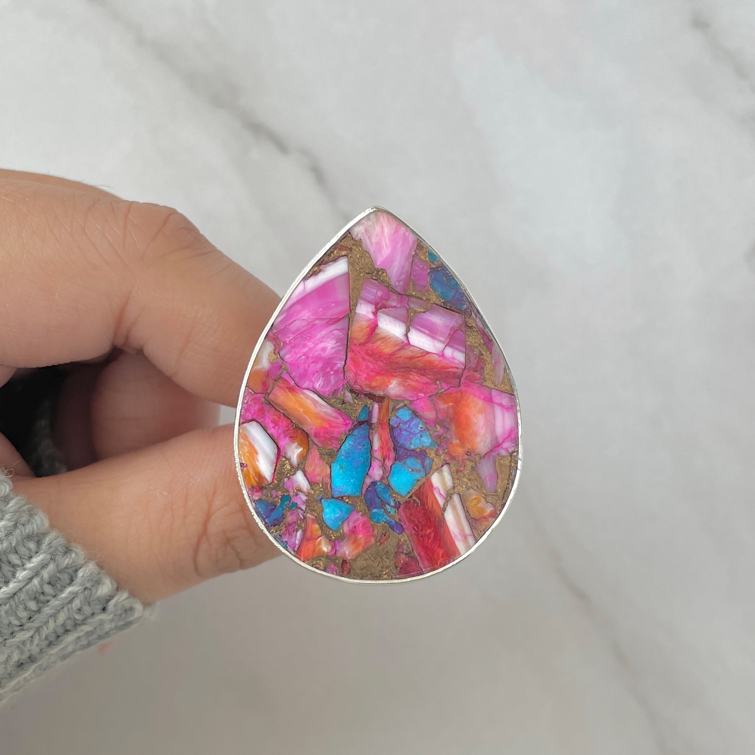 Spiny Oyster Turquoise Ring-(TRO-R-160.)