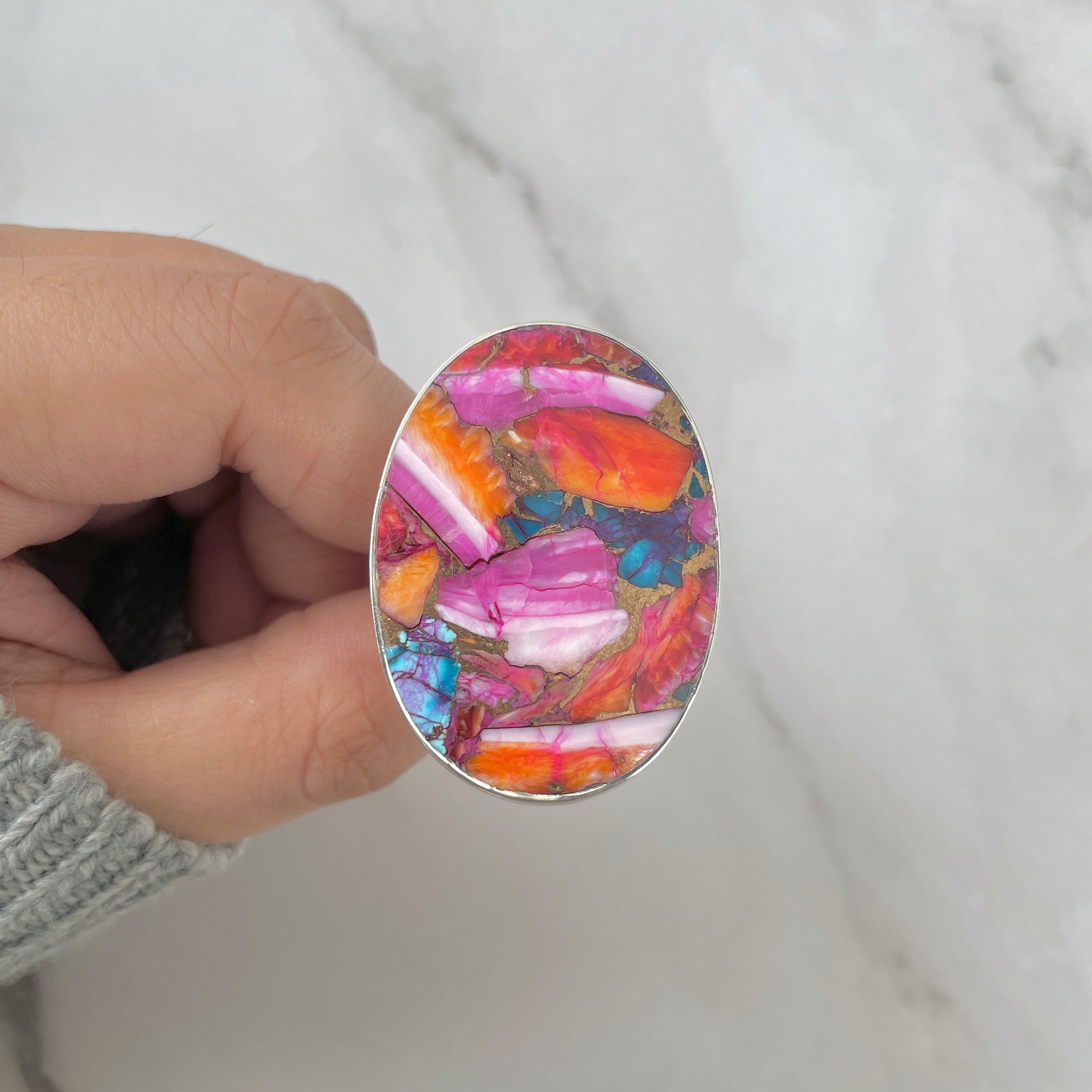 Spiny Oyster Turquoise Ring-(TRO-R-162.)