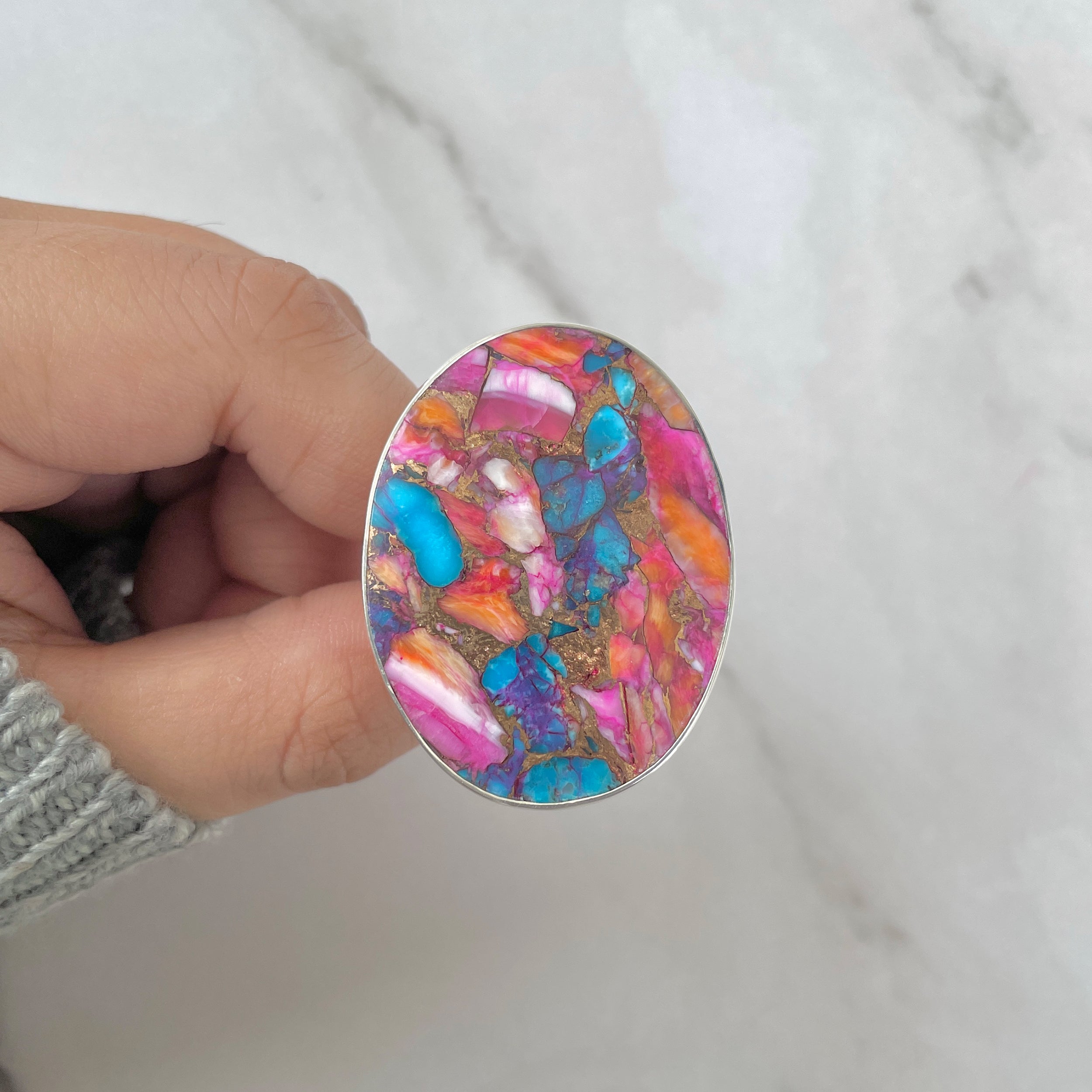 Spiny Oyster Turquoise Ring-(TRO-R-163.)