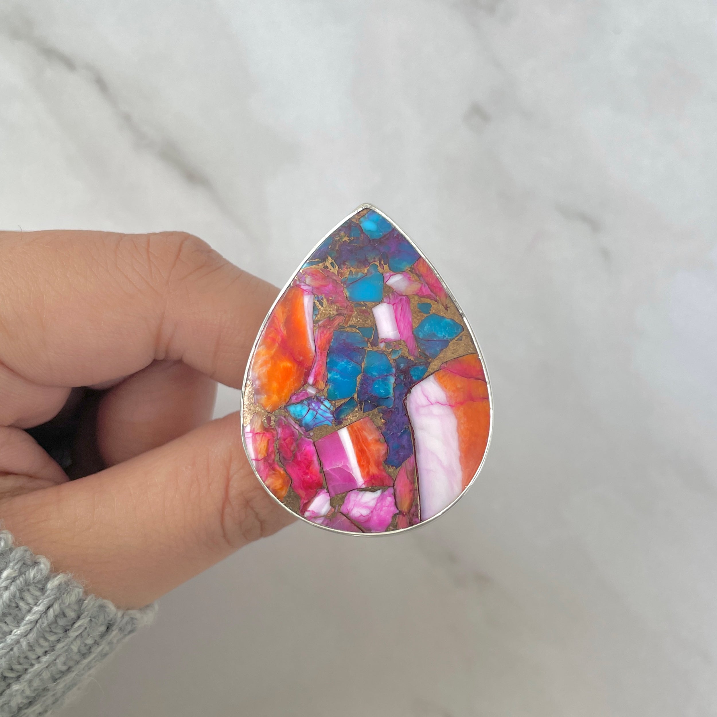 Spiny Oyster Turquoise Ring-(TRO-R-164.)