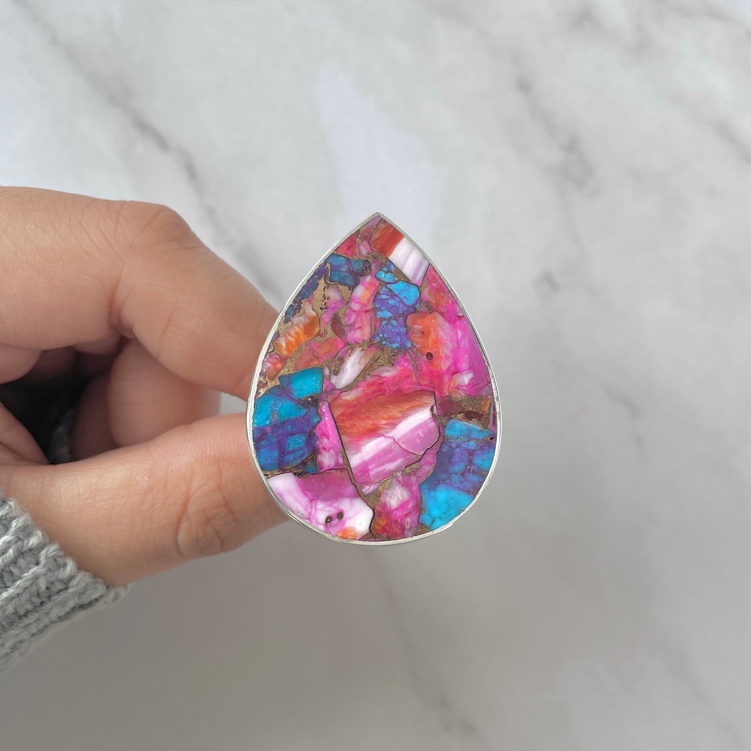 Spiny Oyster Turquoise Ring-(TRO-R-166.)