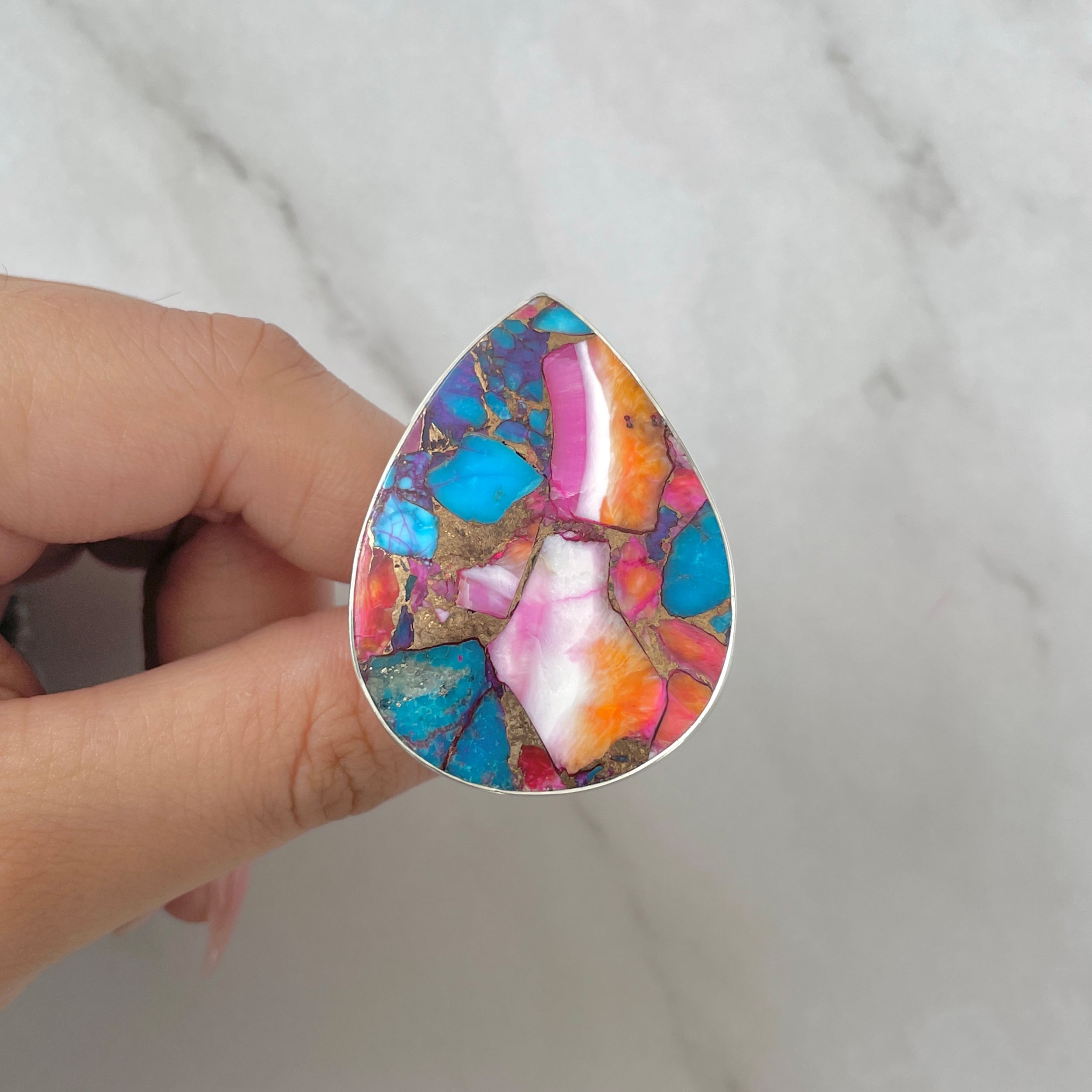 Spiny Oyster Turquoise Ring-(TRO-R-167.)