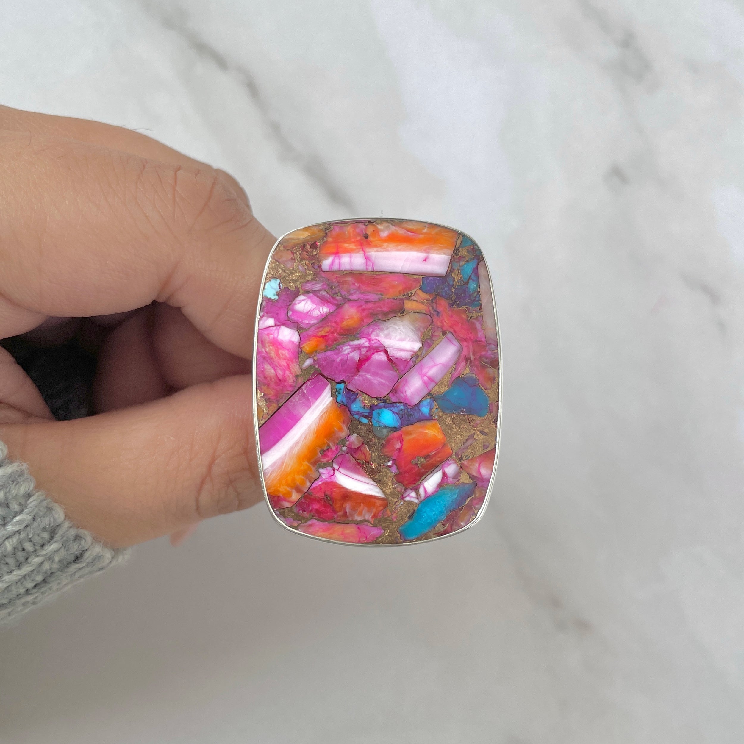 Spiny Oyster Turquoise Ring-(TRO-R-168.)