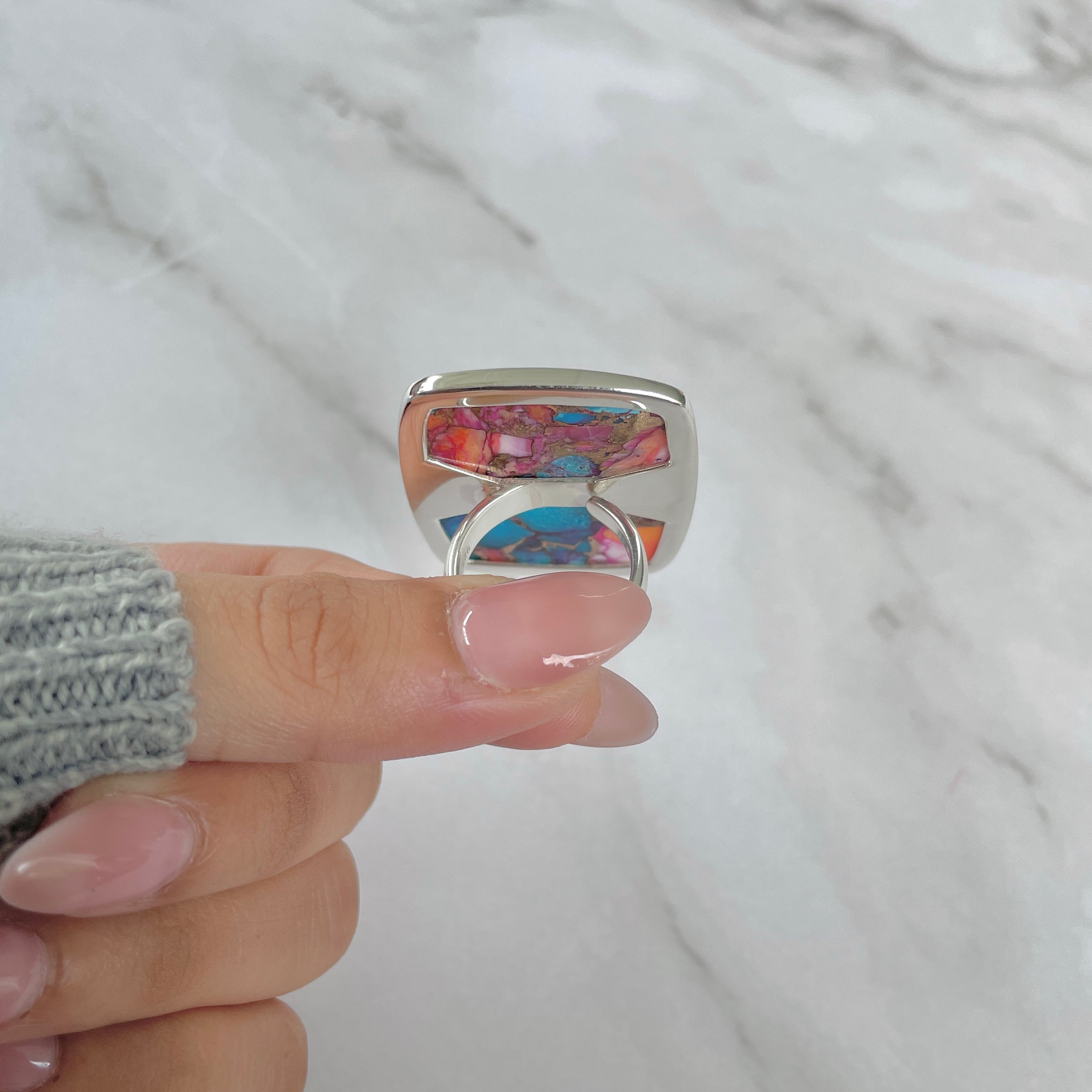 Spiny Oyster Turquoise Ring-(TRO-R-169.)