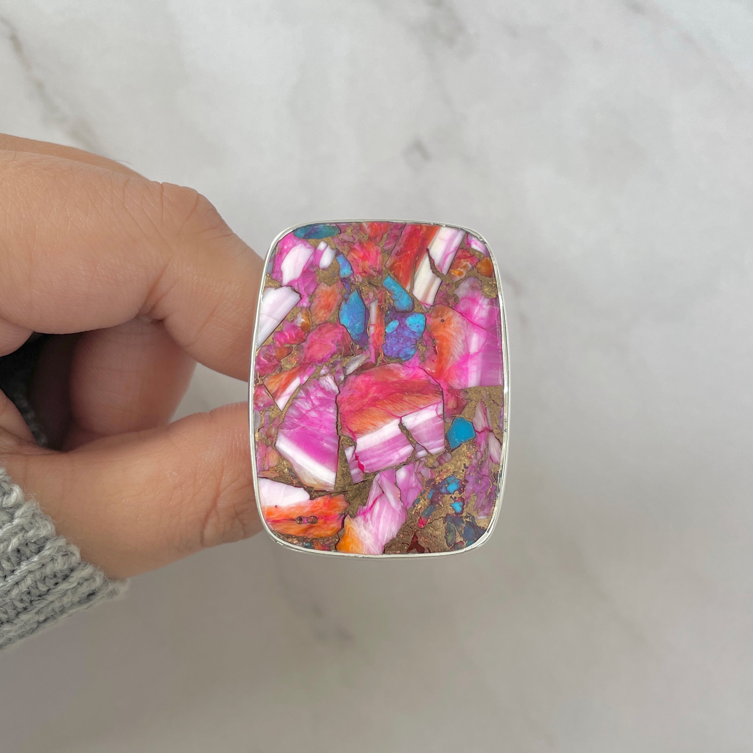 Spiny Oyster Turquoise Ring-(TRO-R-171.)