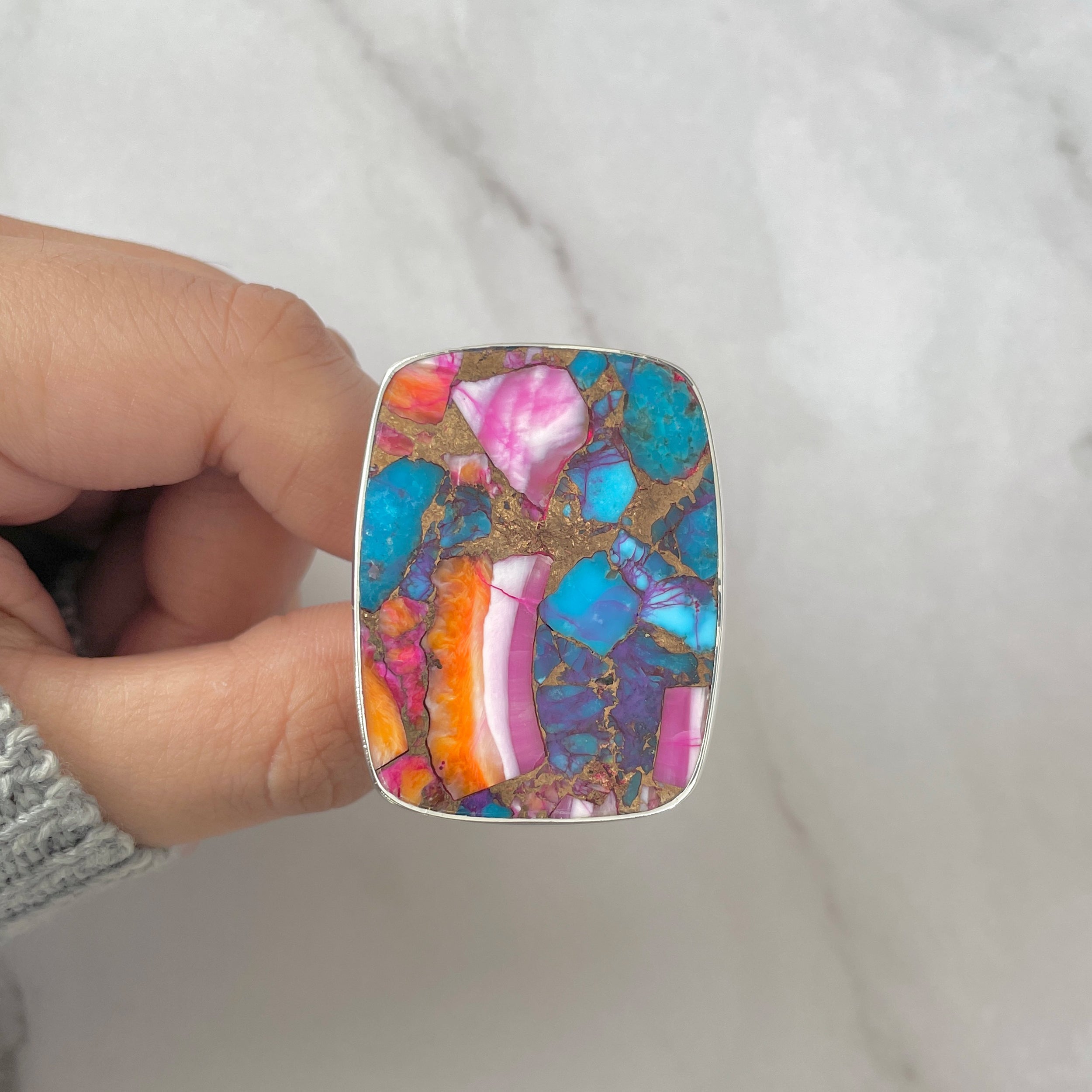 Spiny Oyster Turquoise Ring-(TRO-R-174.)