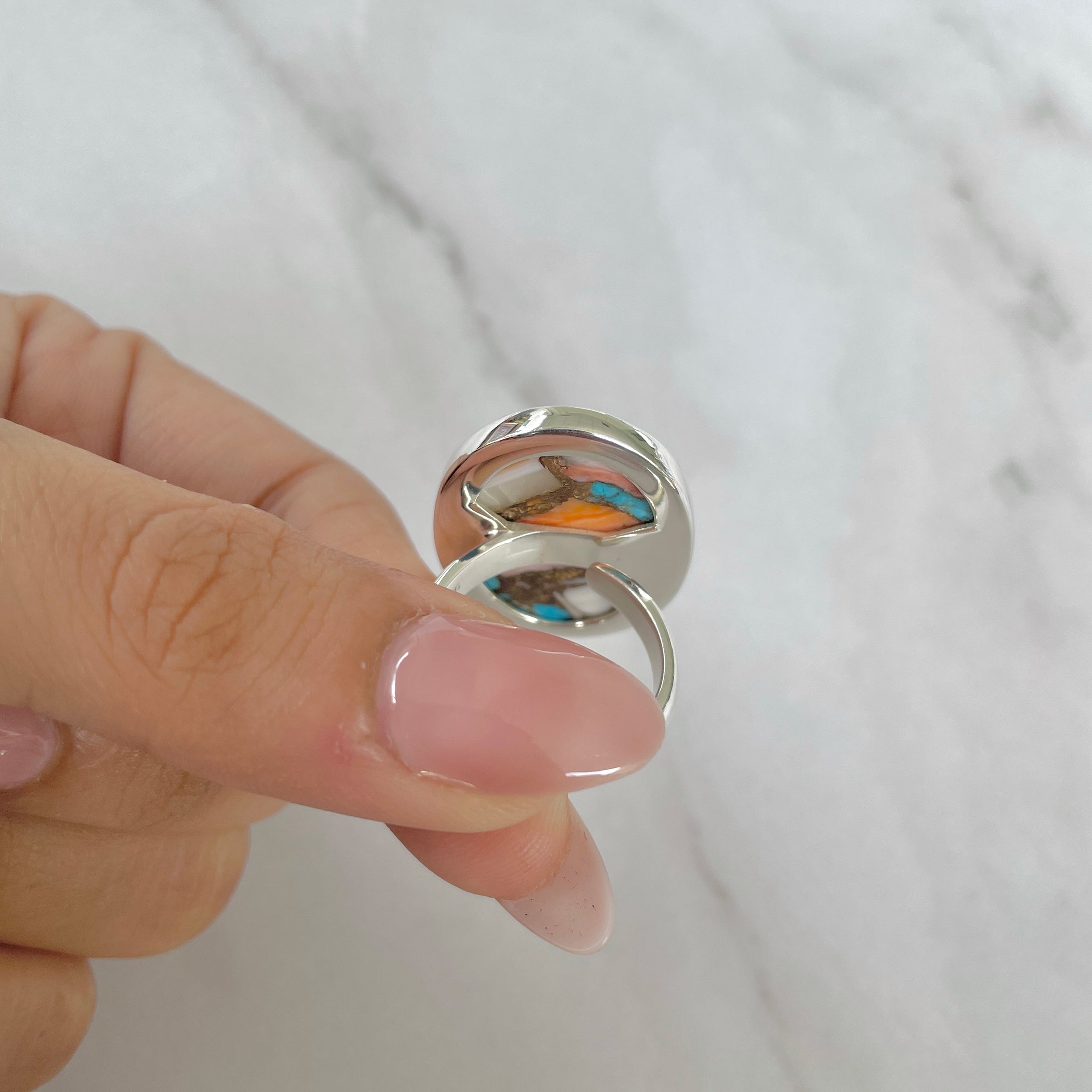 Spiny Oyster Turquoise Ring-(TRO-R-176.)