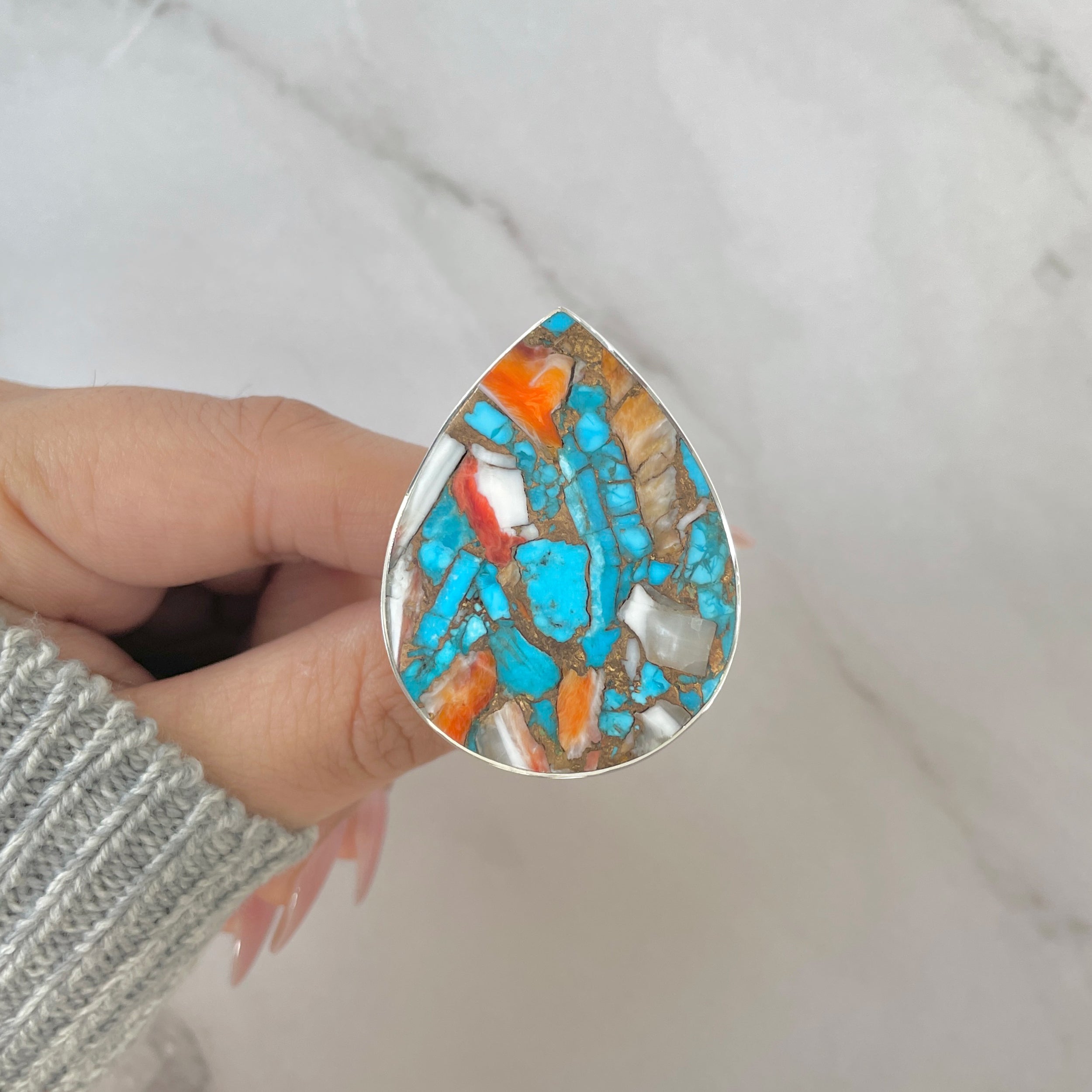 Spiny Oyster Turquoise Ring-(TRO-R-177.)