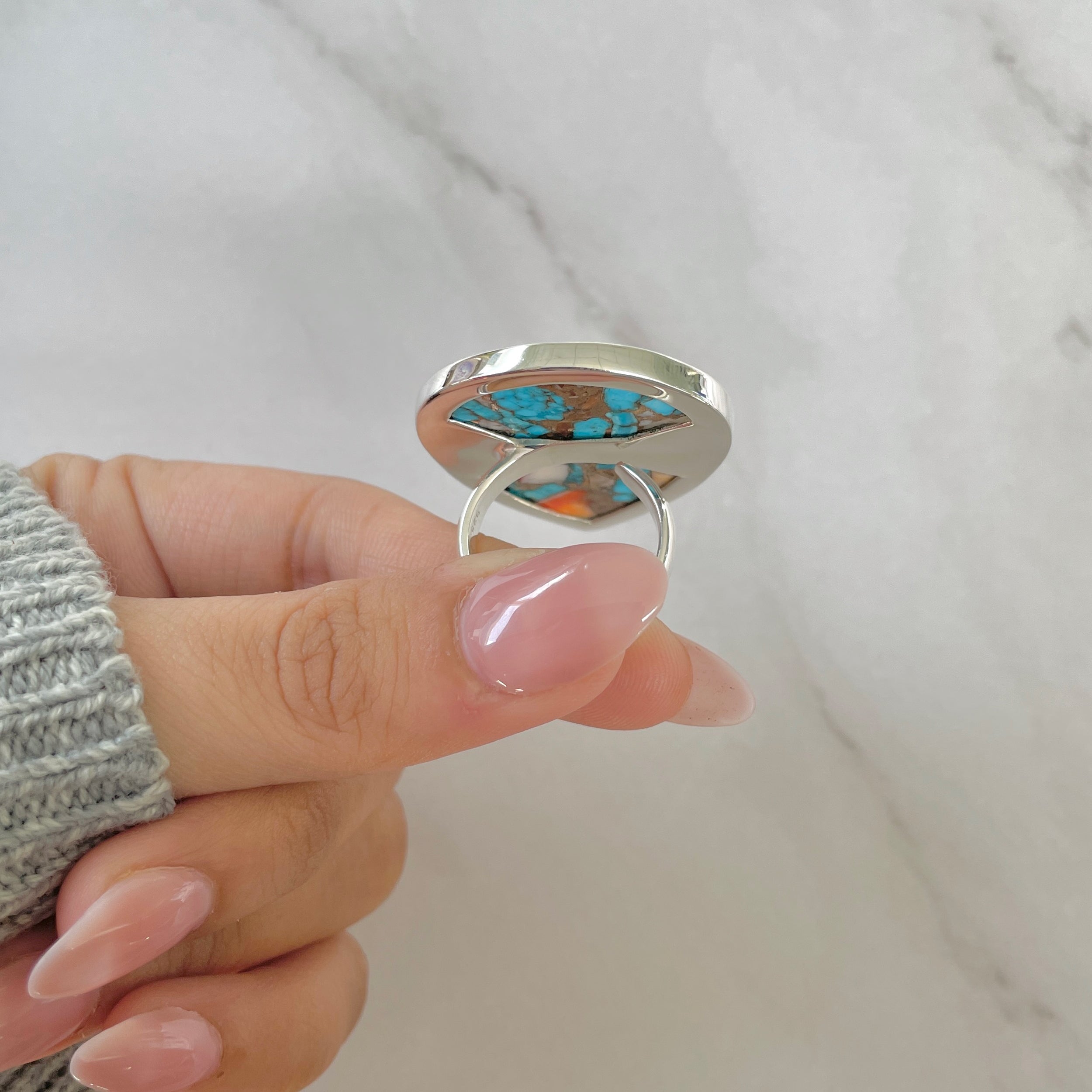 Spiny Oyster Turquoise Ring-(TRO-R-177.)