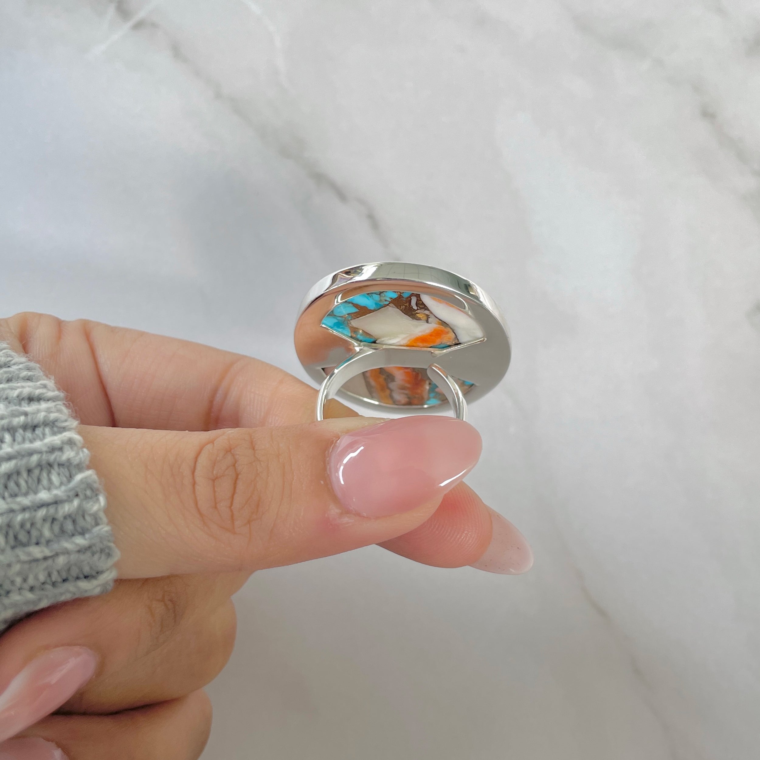 Spiny Oyster Turquoise Ring-(TRO-R-178.)