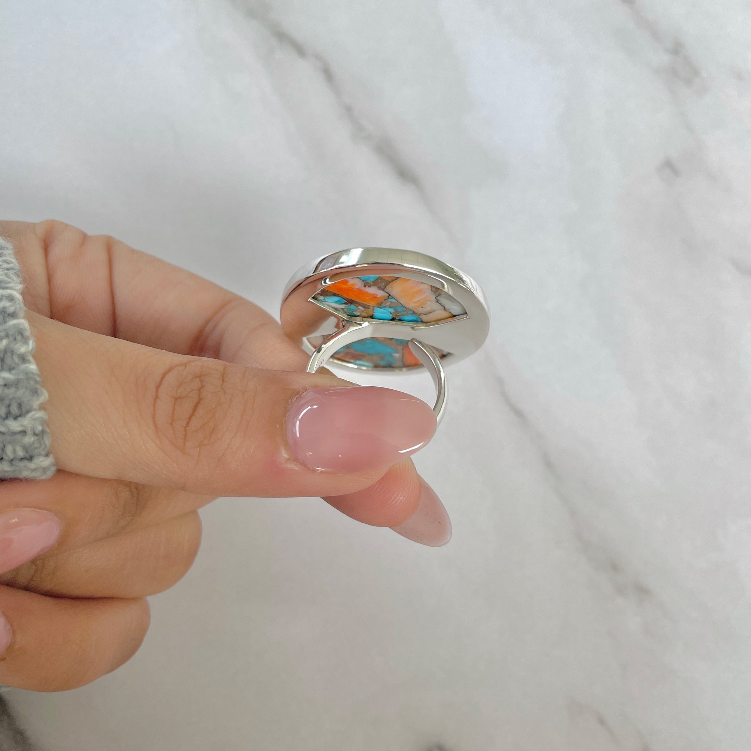 Spiny Oyster Turquoise Ring-(TRO-R-179.)