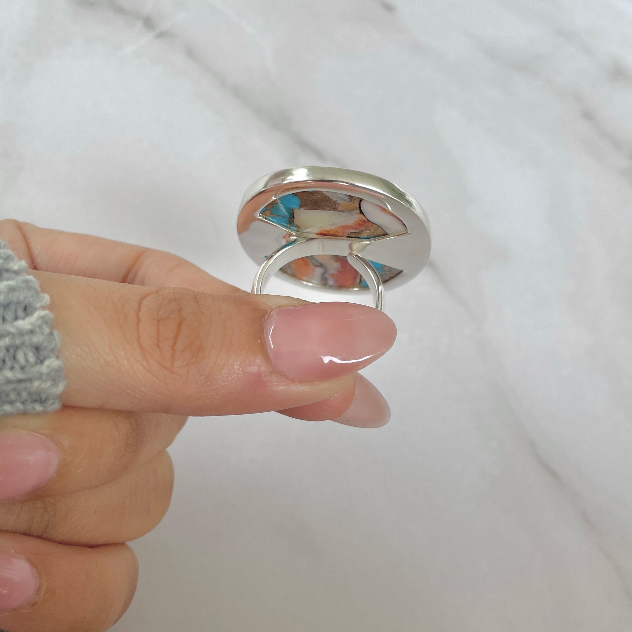 Spiny Oyster Turquoise Ring-(TRO-R-182.)