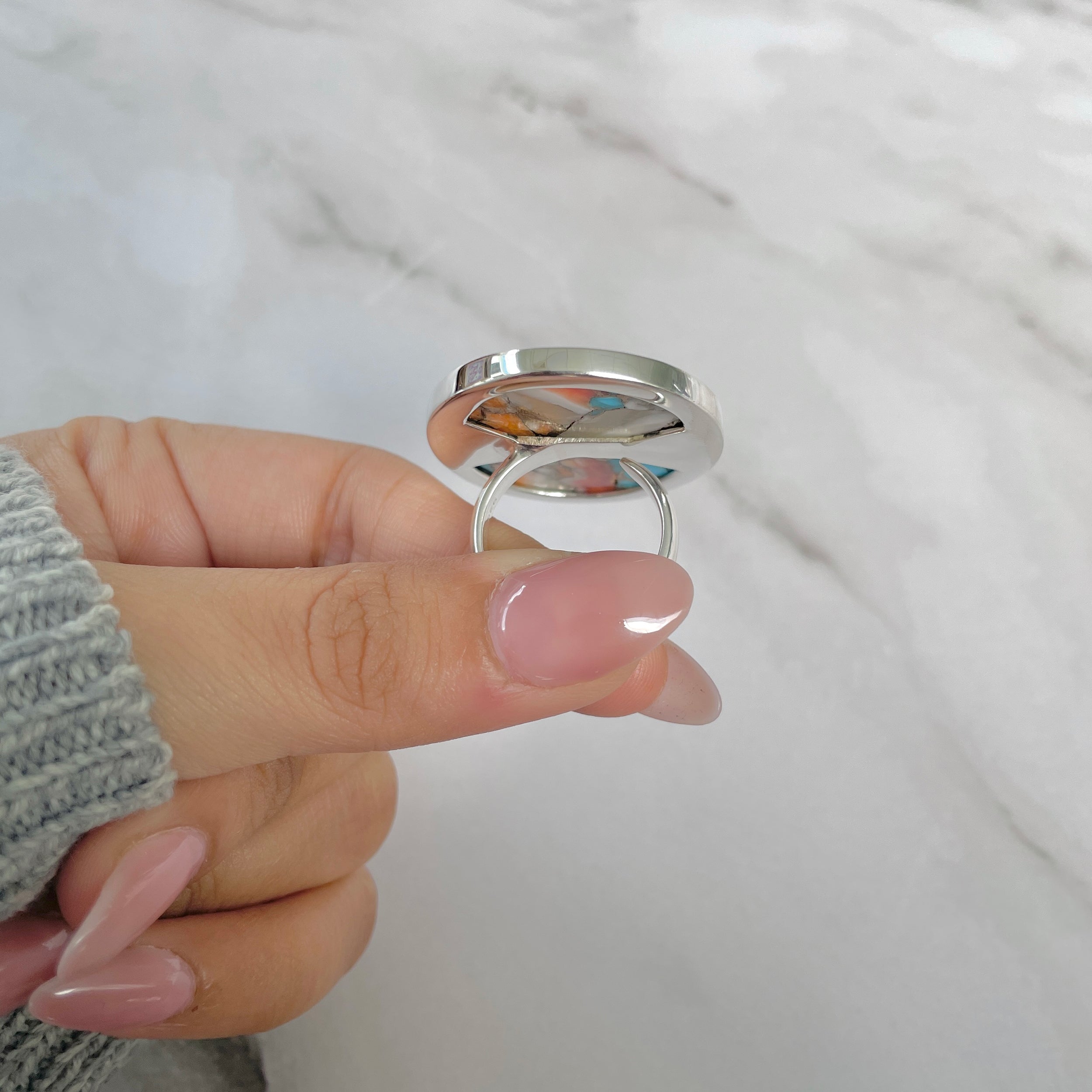 Spiny Oyster Turquoise Ring-(TRO-R-185.)