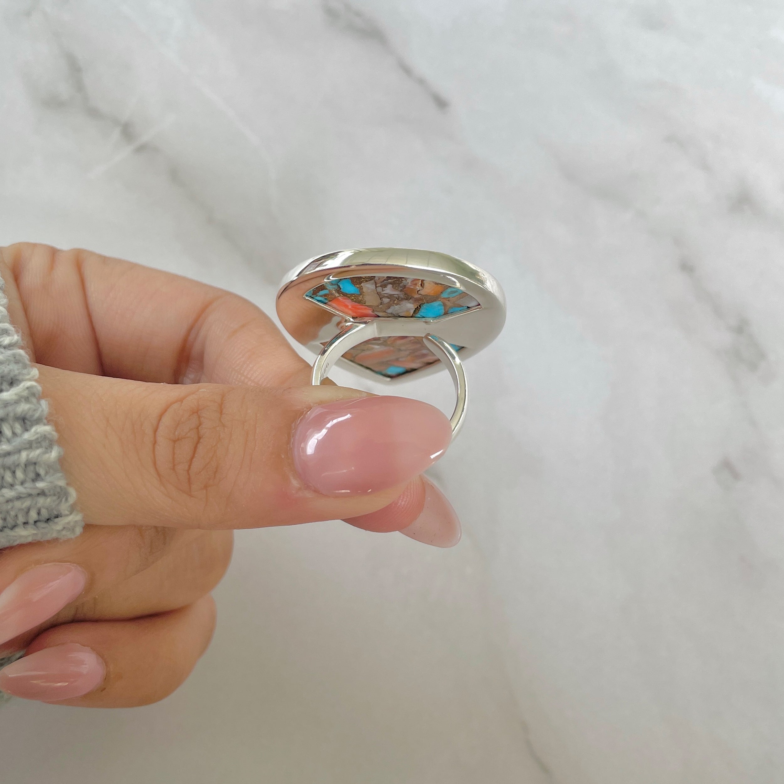 Spiny Oyster Turquoise Ring-(TRO-R-186.)