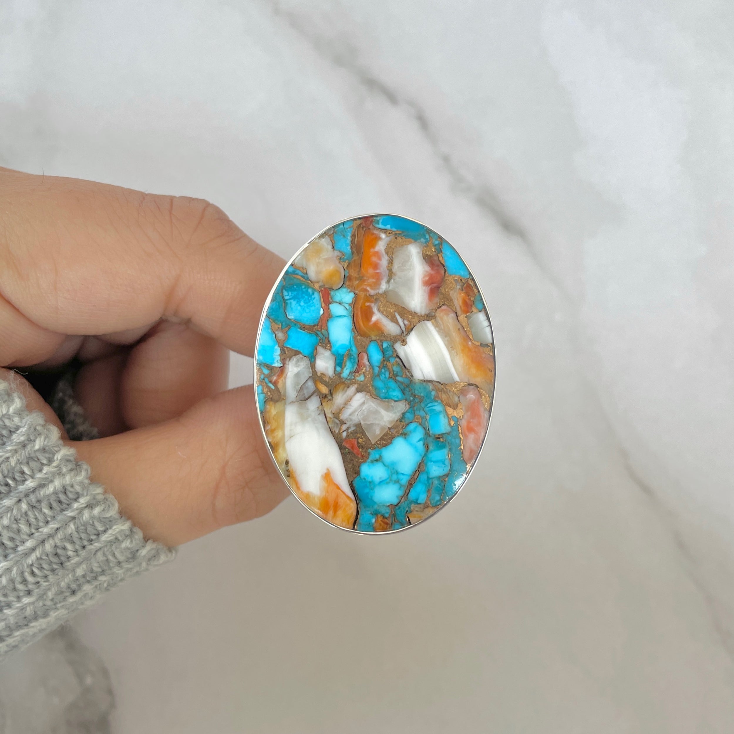 Spiny Oyster Turquoise Ring-(TRO-R-187.)