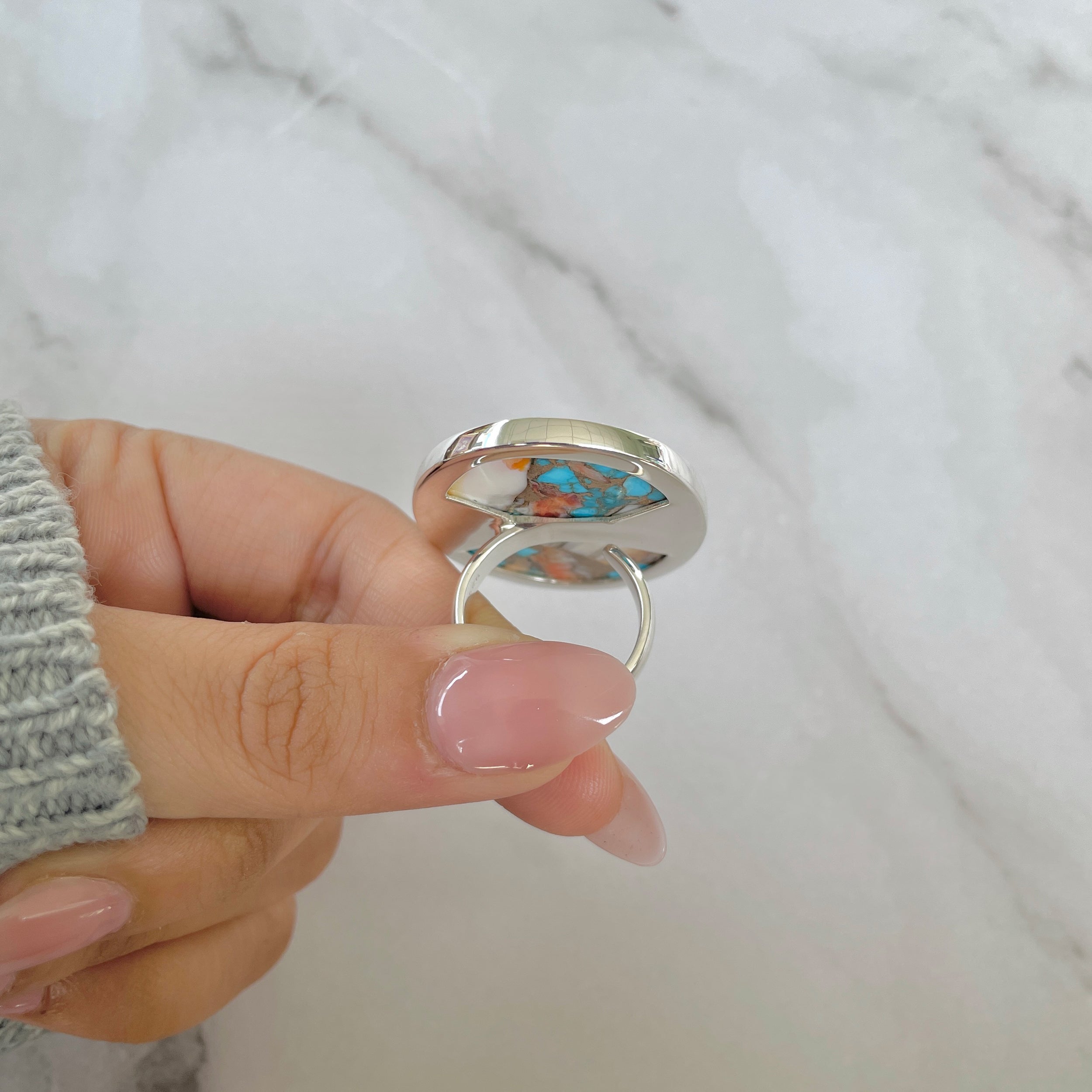 Spiny Oyster Turquoise Ring-(TRO-R-187.)