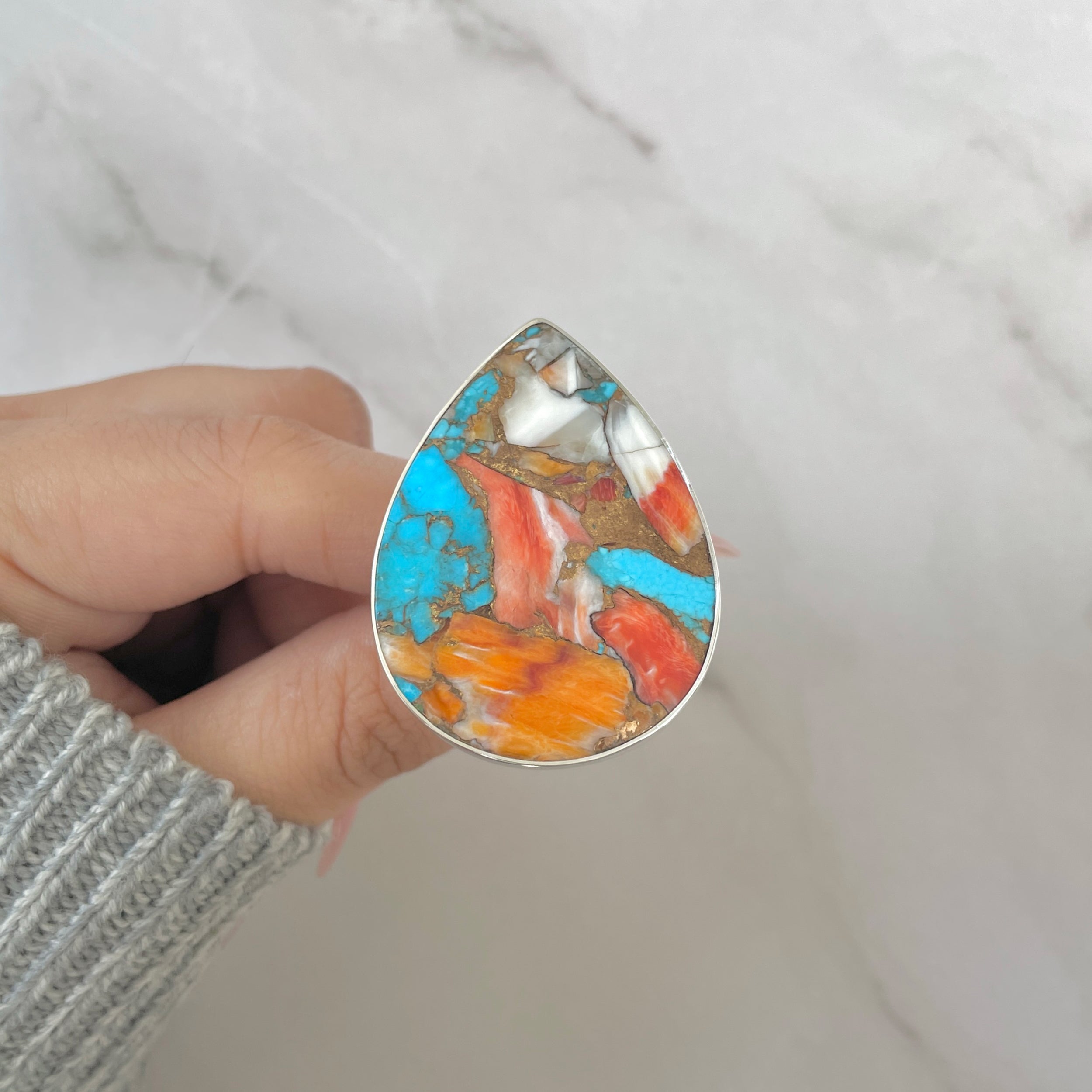 Spiny Oyster Turquoise Ring-(TRO-R-188.)
