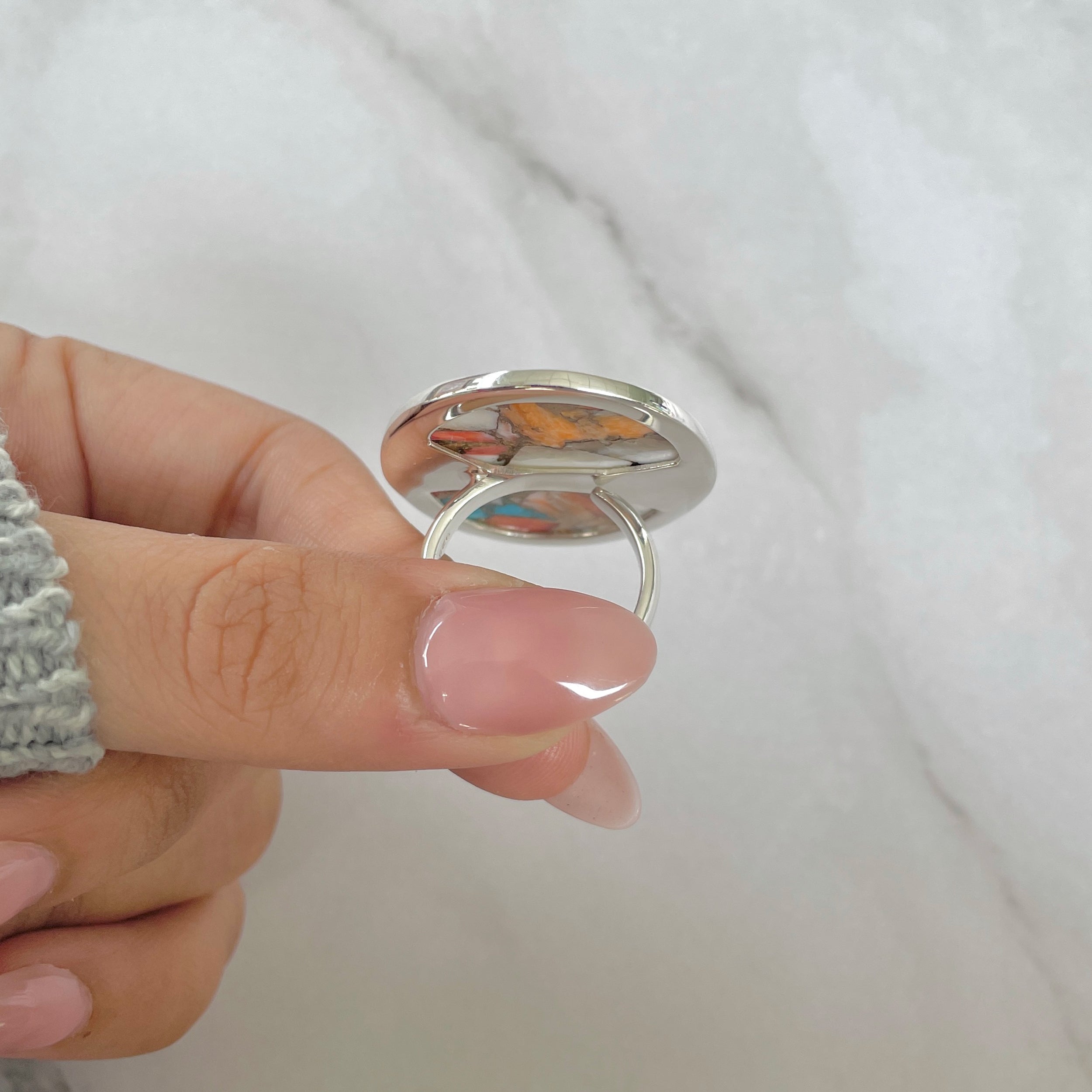 Spiny Oyster Turquoise Ring-(TRO-R-189.)
