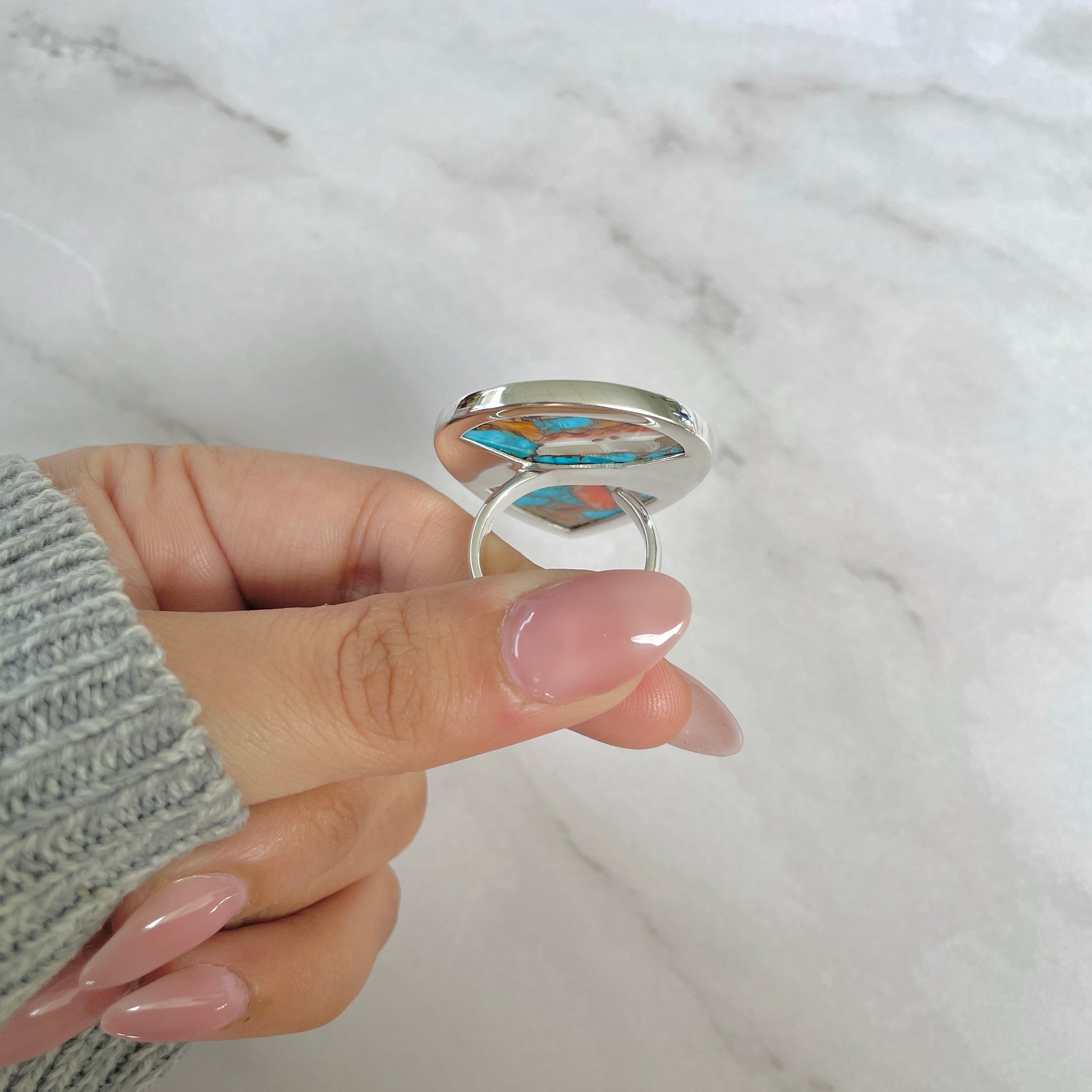 Spiny Oyster Turquoise Ring-(TRO-R-190.)