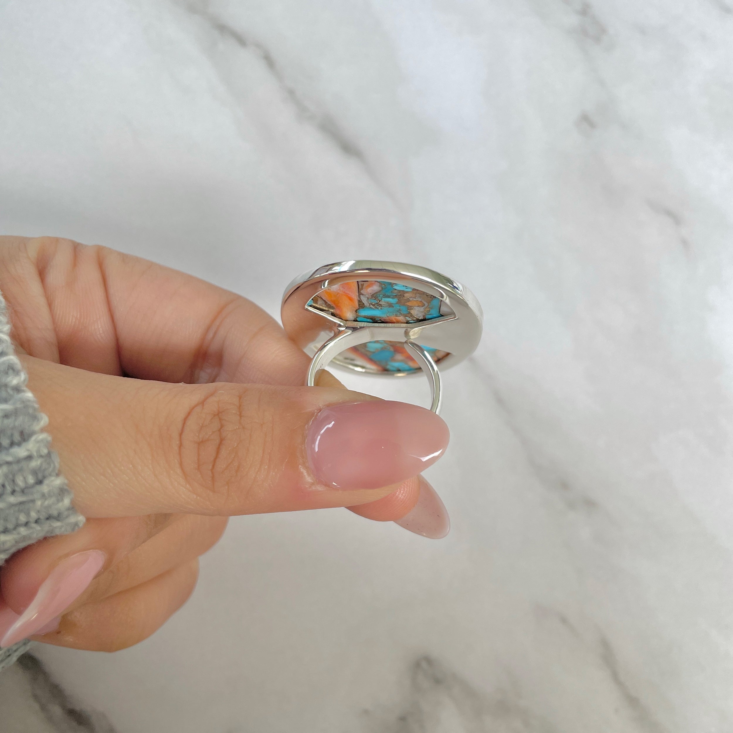 Spiny Oyster Turquoise Ring-(TRO-R-191.)