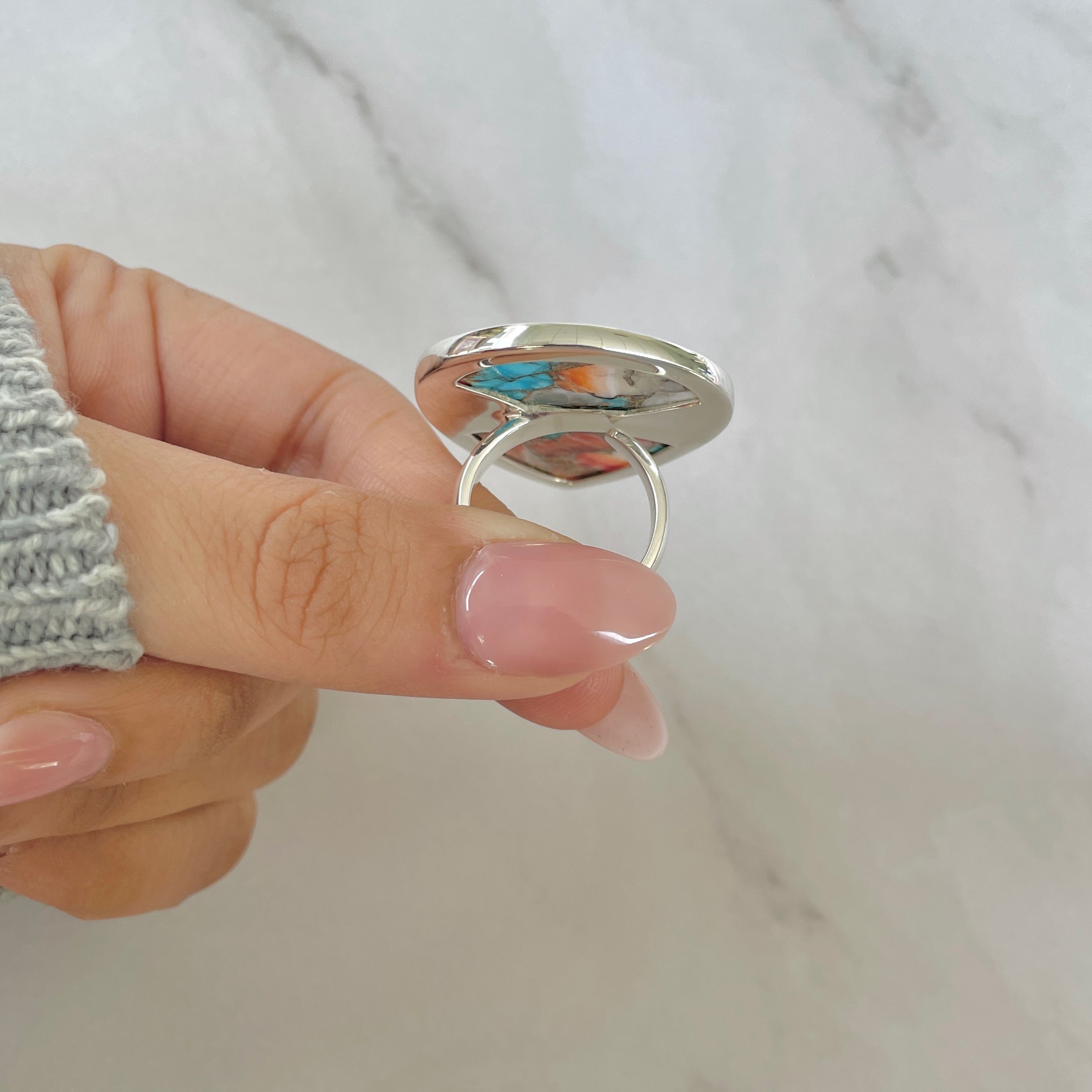 Spiny Oyster Turquoise Ring-(TRO-R-192.)