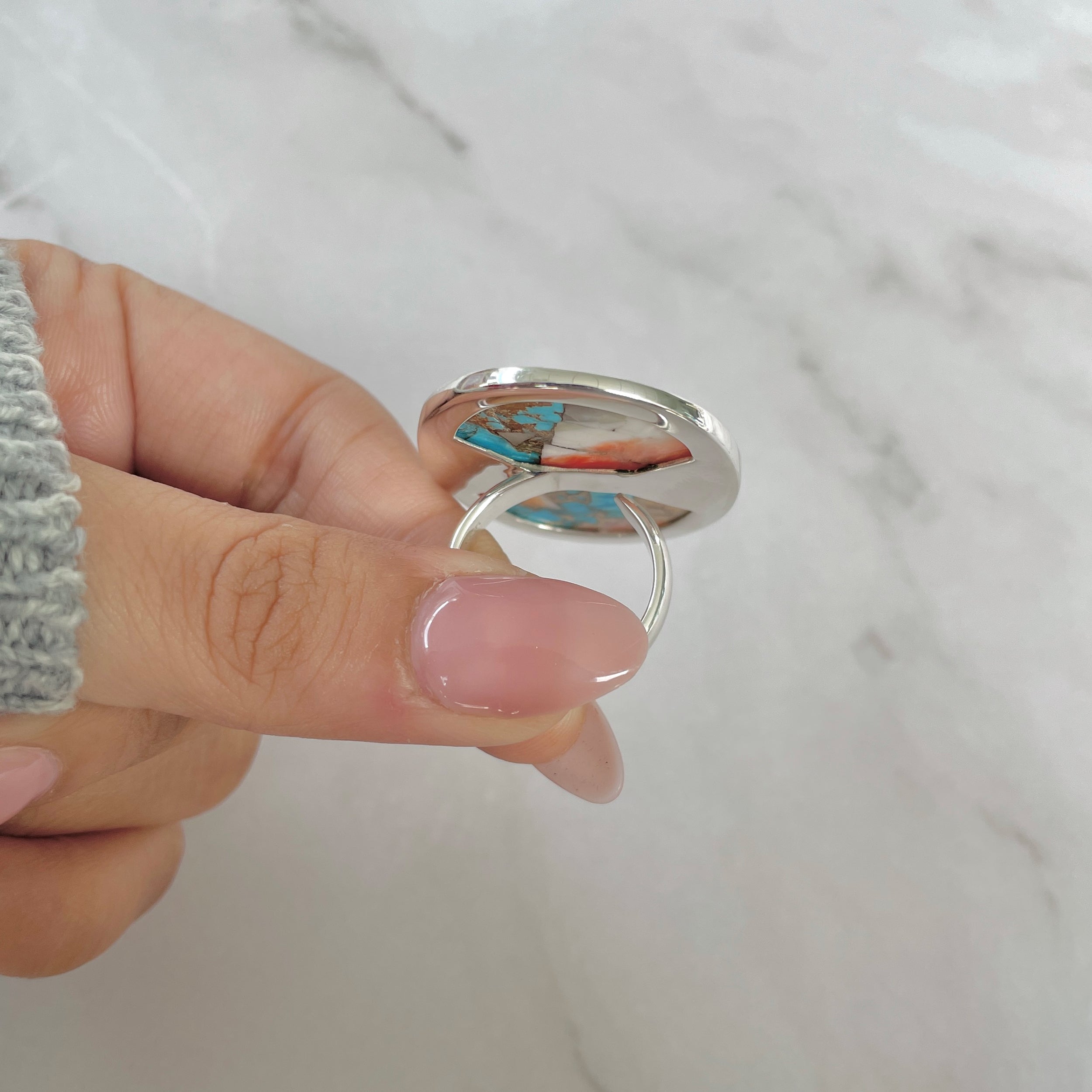 Spiny Oyster Turquoise Ring-(TRO-R-193.)