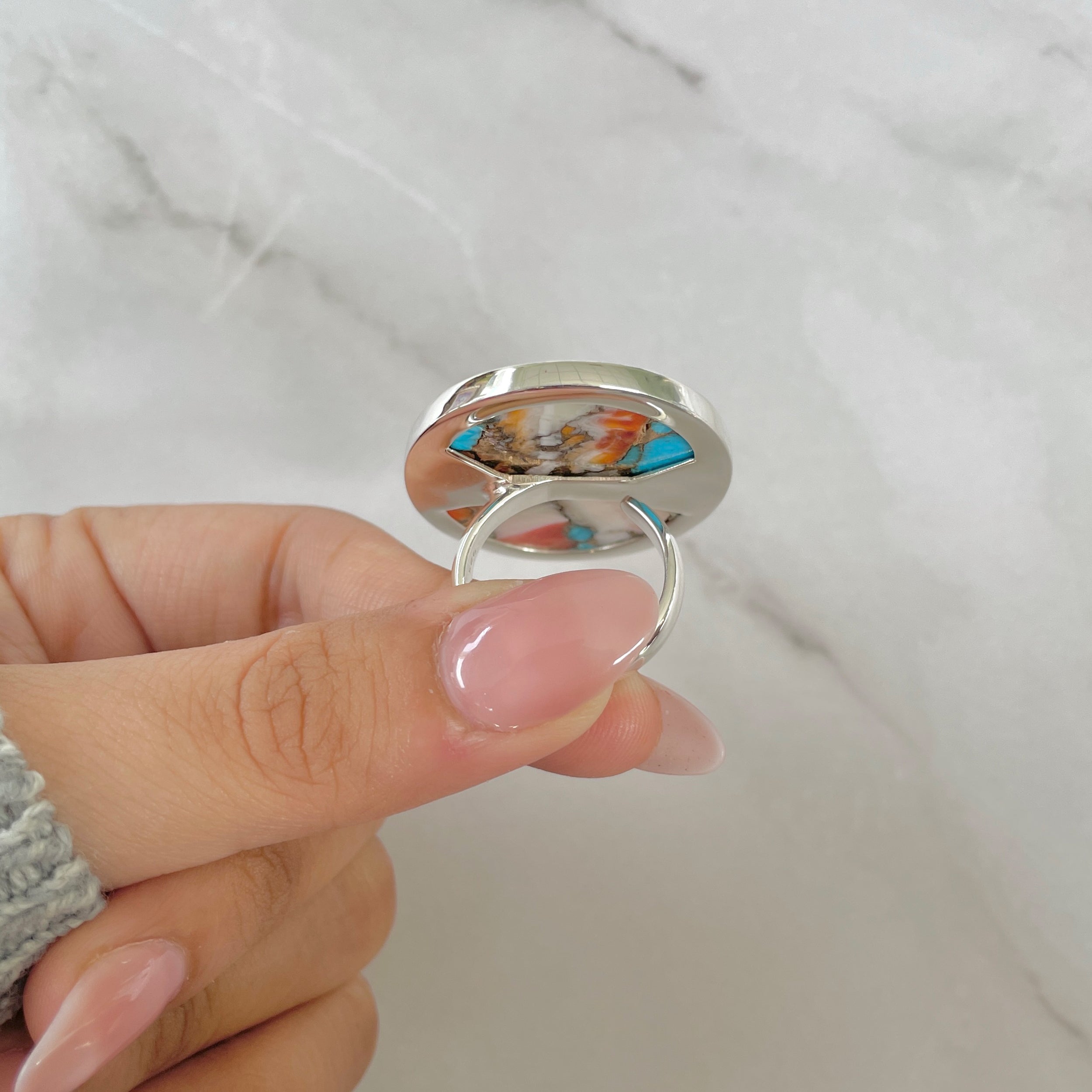 Spiny Oyster Turquoise Ring-(TRO-R-195.)