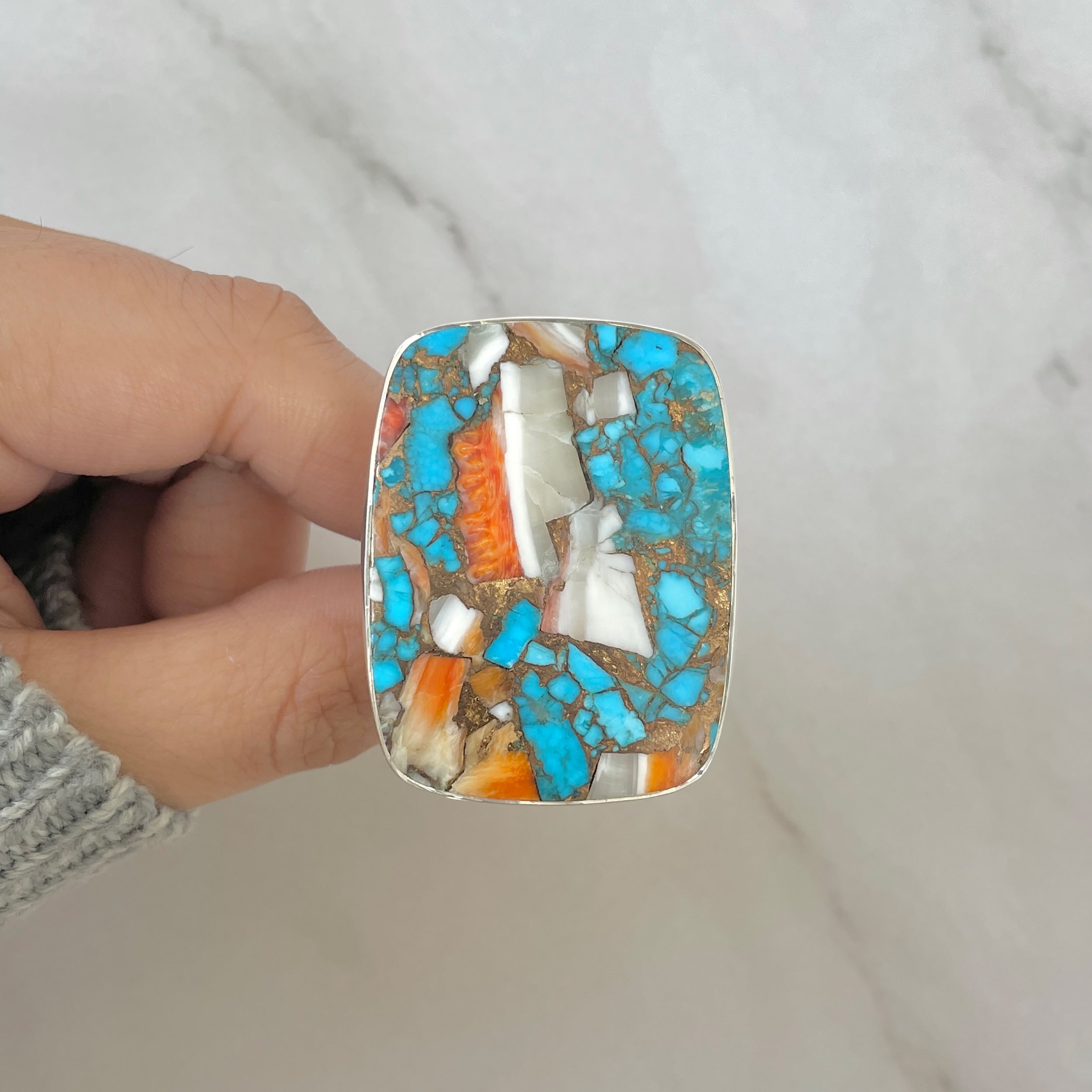 Spiny Oyster Turquoise Ring-(TRO-R-197.)