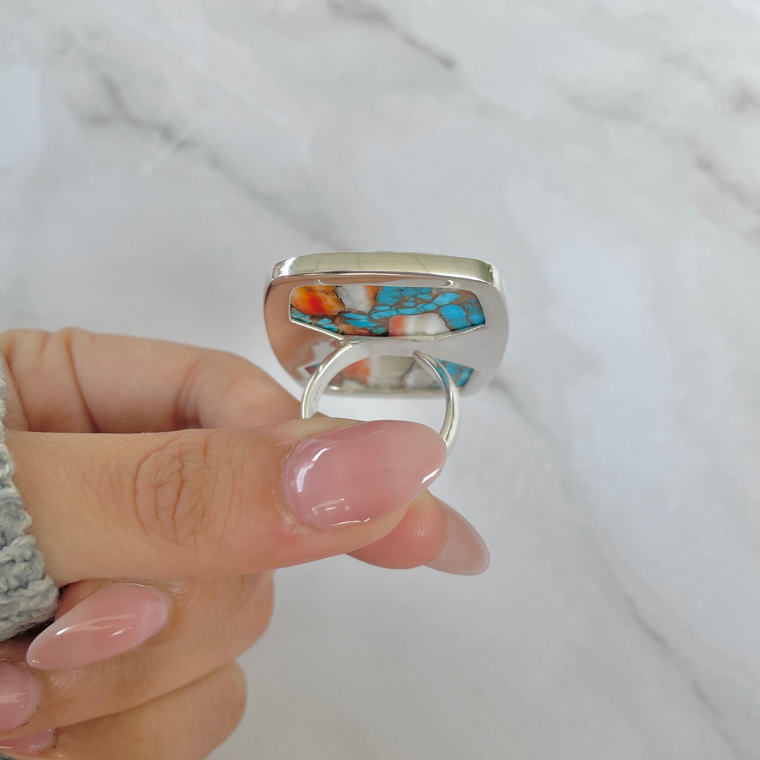Spiny Oyster Turquoise Ring-(TRO-R-197.)