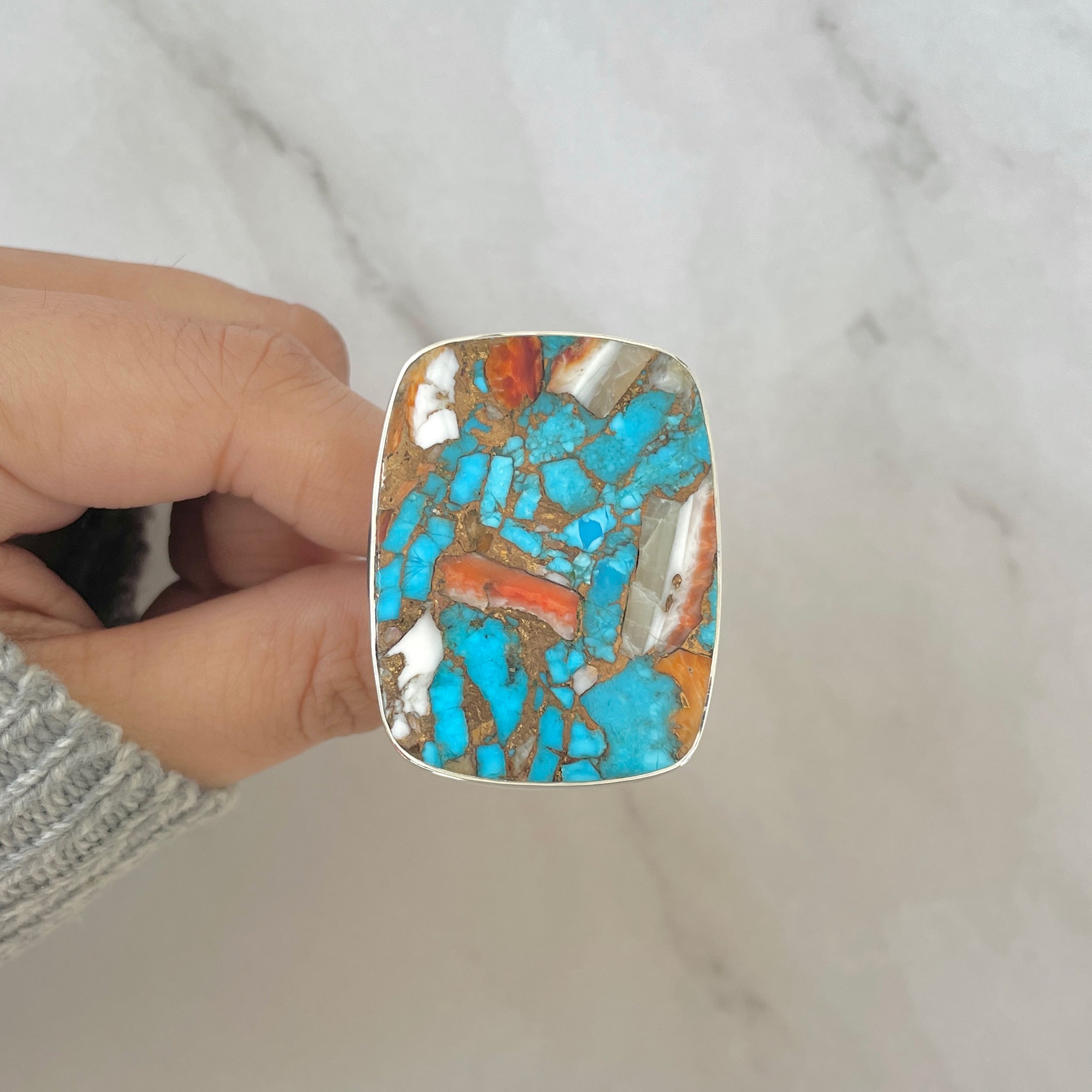 Spiny Oyster Turquoise Ring-(TRO-R-198.)