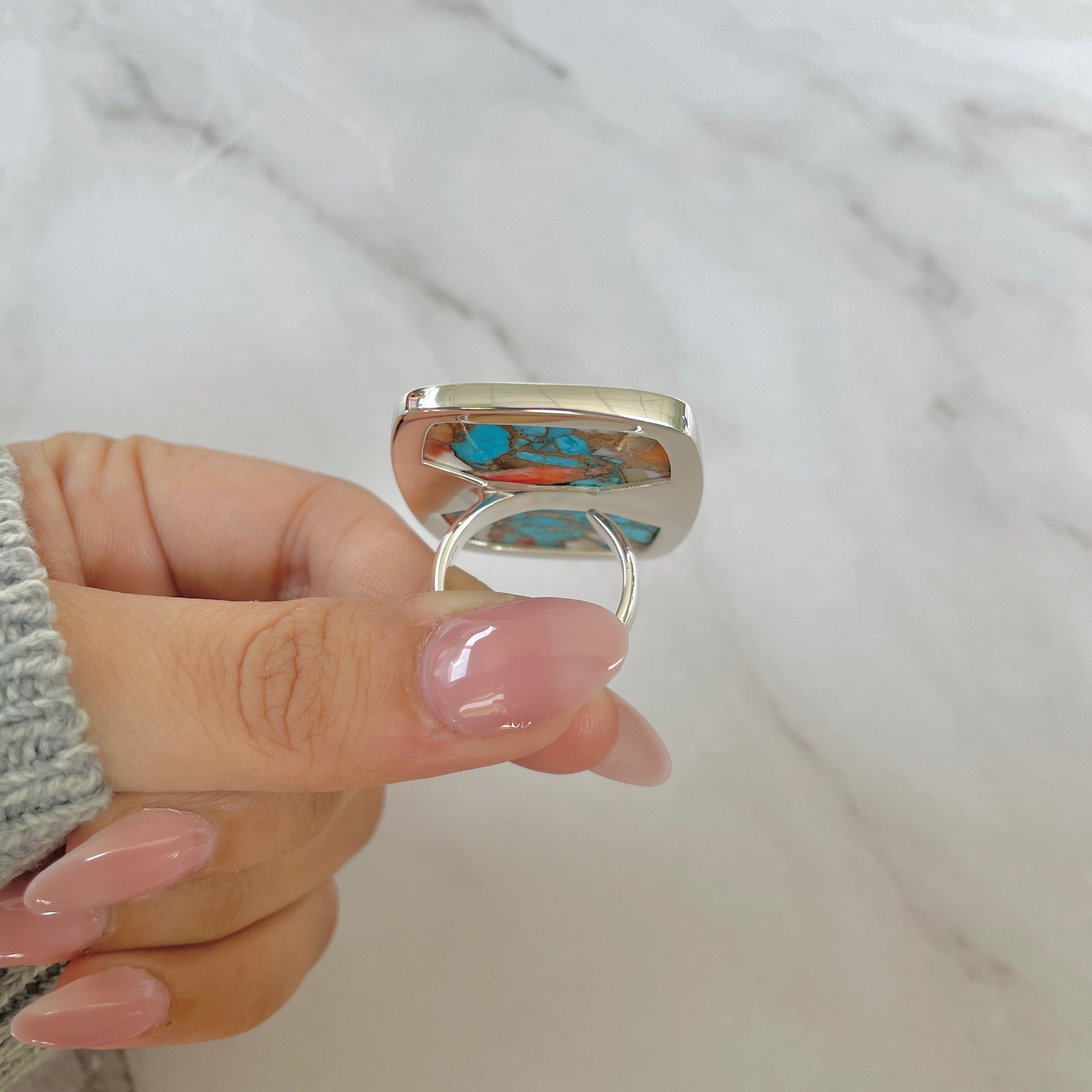 Spiny Oyster Turquoise Ring-(TRO-R-198.)