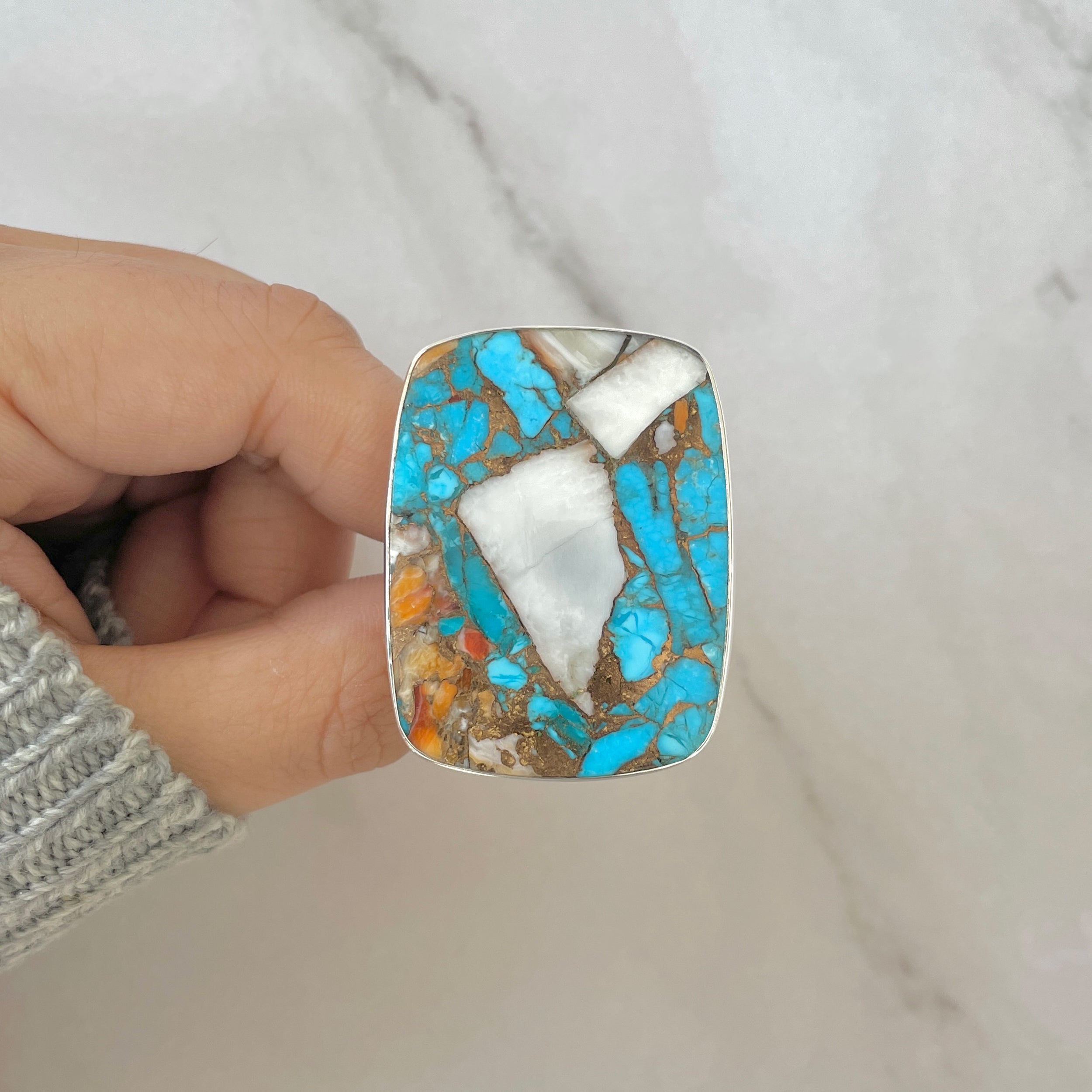 Spiny Oyster Turquoise Ring-(TRO-R-199.)