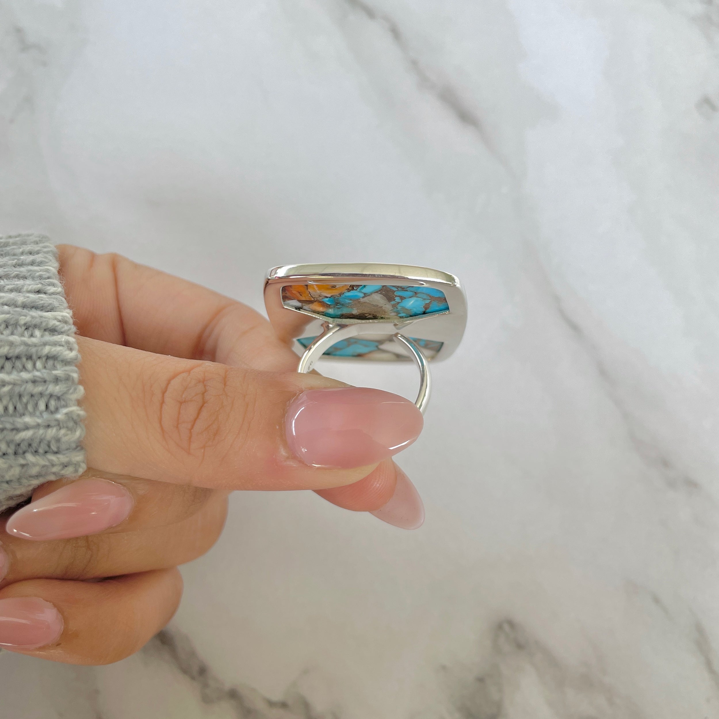 Spiny Oyster Turquoise Ring-(TRO-R-199.)