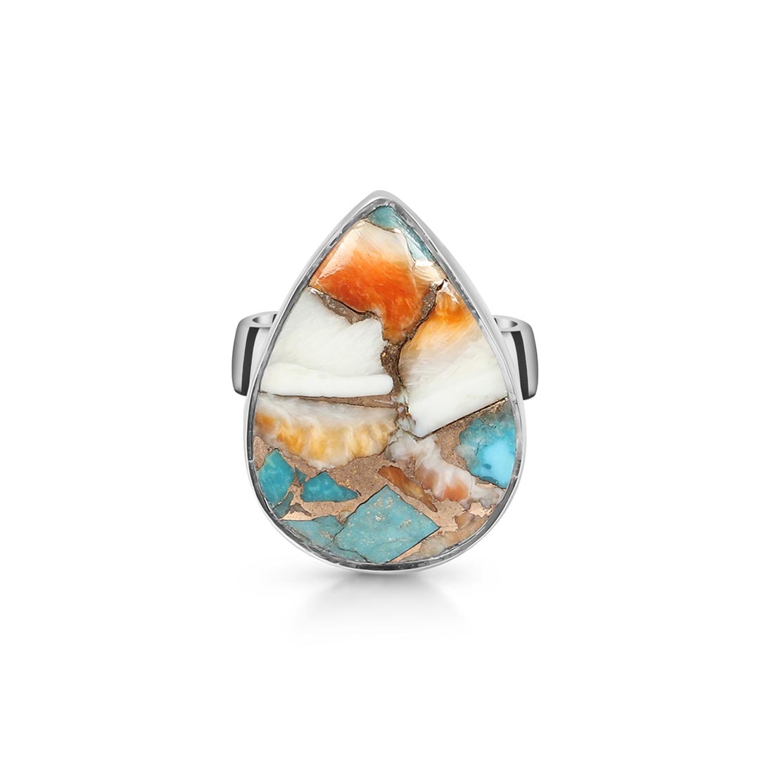 Spiny Oyster Turquoise Adjustable Ring-(TRO-R-2.)