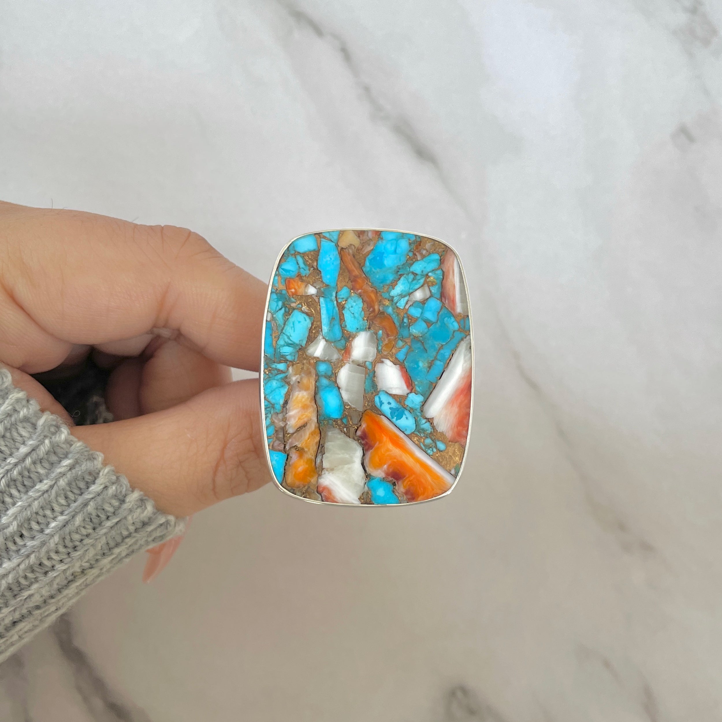 Spiny Oyster Turquoise Ring-(TRO-R-201.)