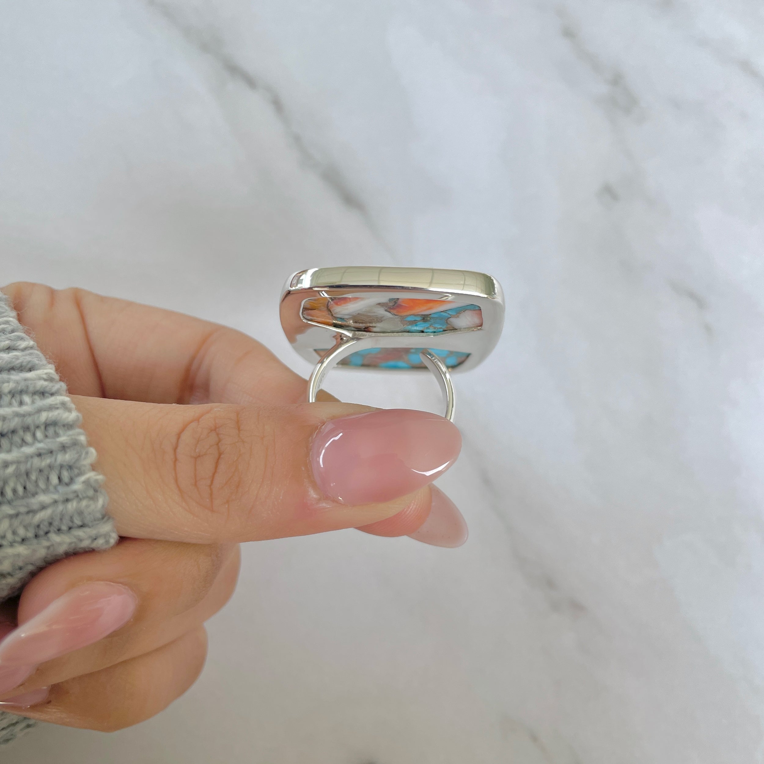 Spiny Oyster Turquoise Ring-(TRO-R-201.)