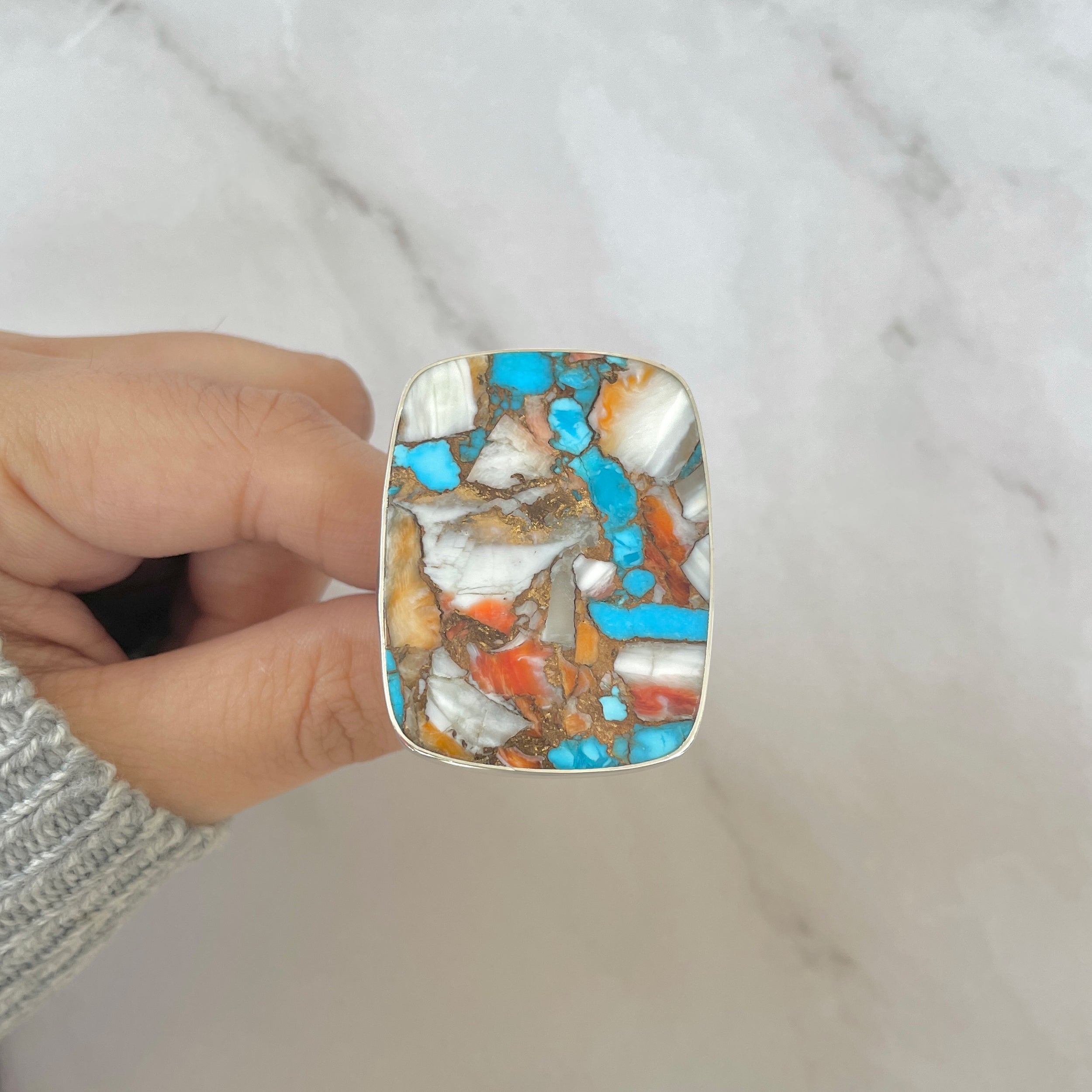 Spiny Oyster Turquoise Ring-(TRO-R-202.)