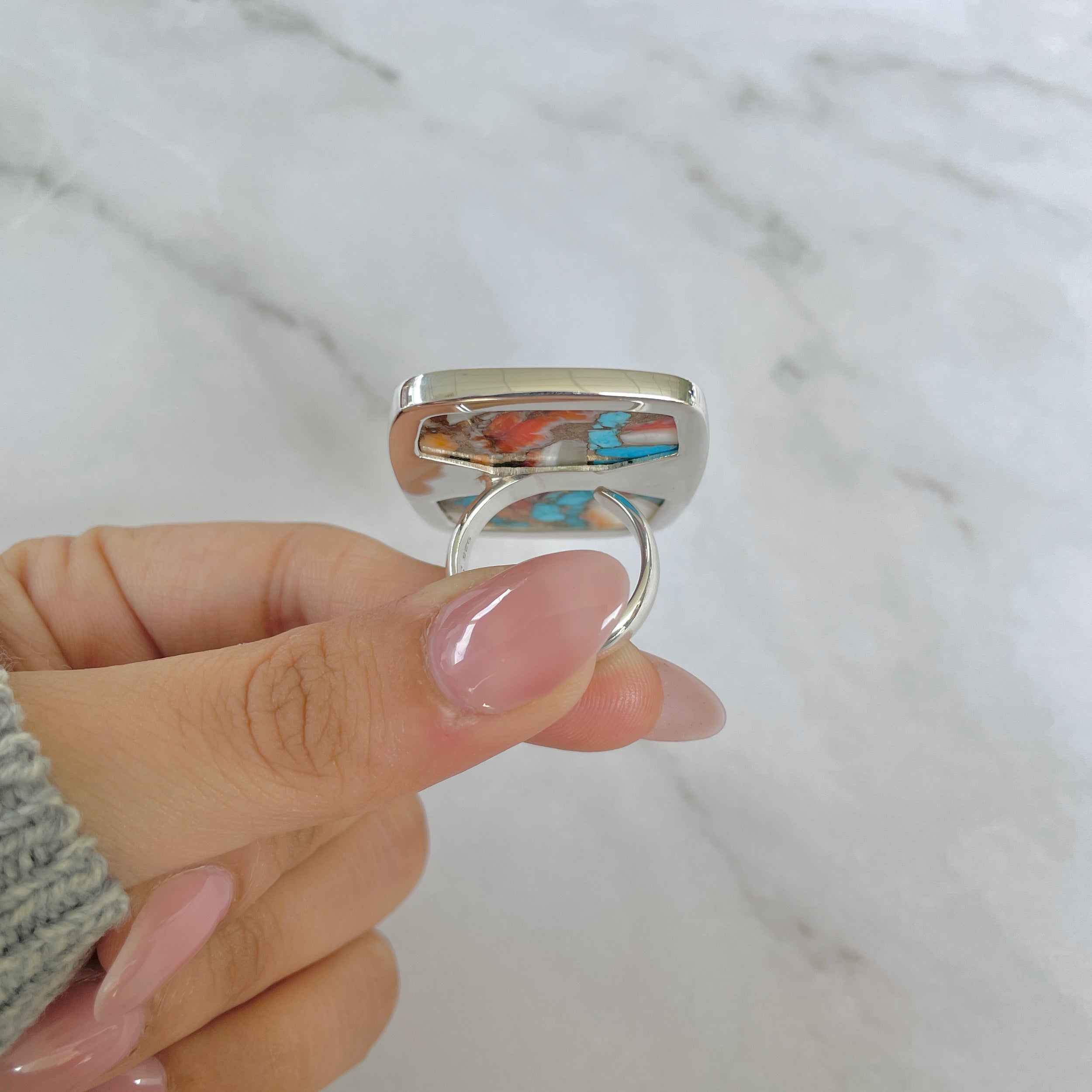Spiny Oyster Turquoise Ring-(TRO-R-202.)