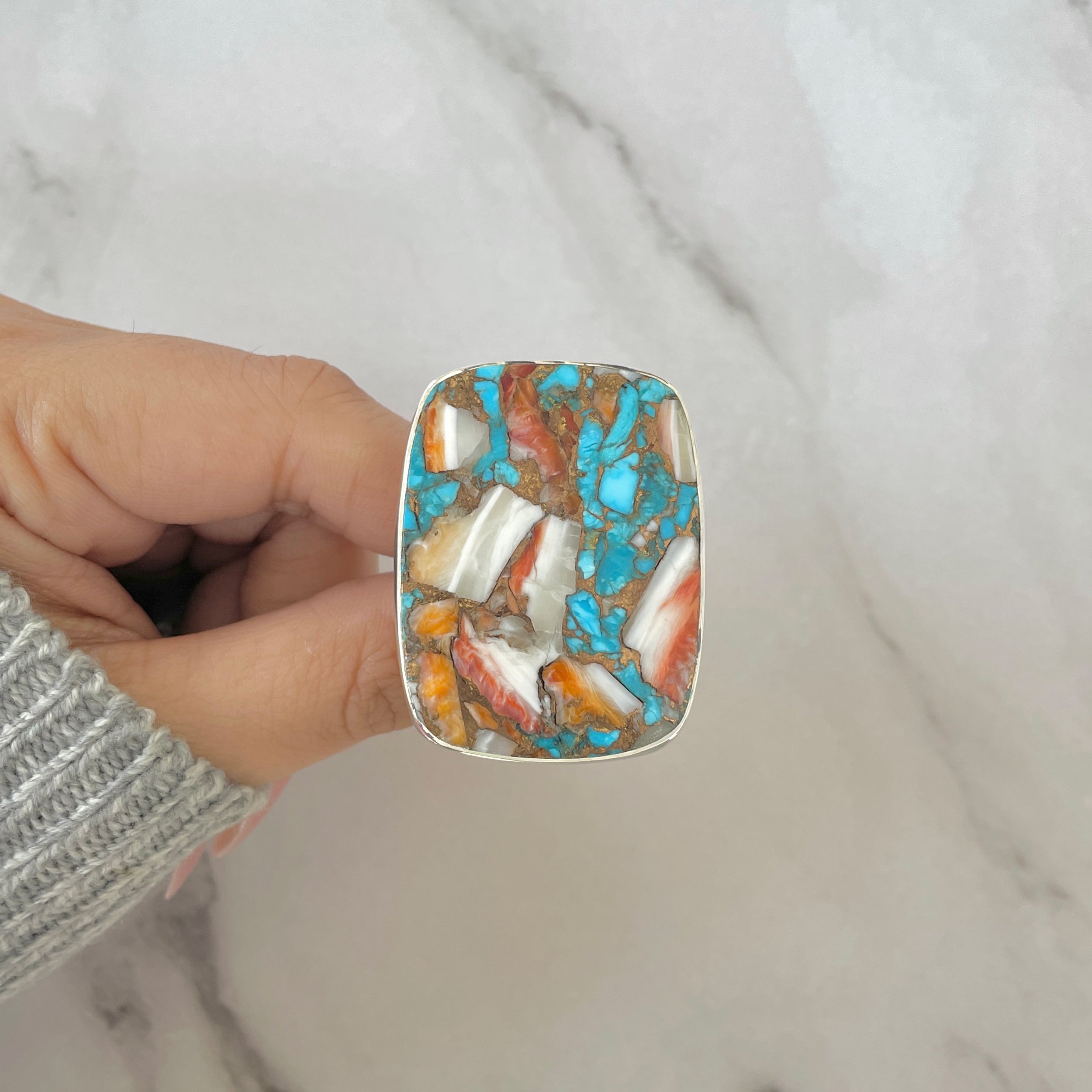 Spiny Oyster Turquoise Ring-(TRO-R-203.)