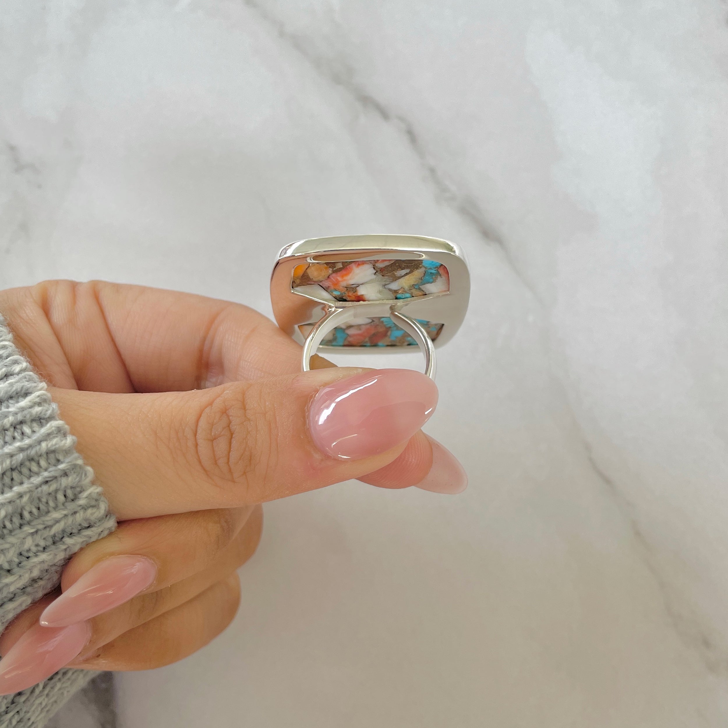 Spiny Oyster Turquoise Ring-(TRO-R-203.)