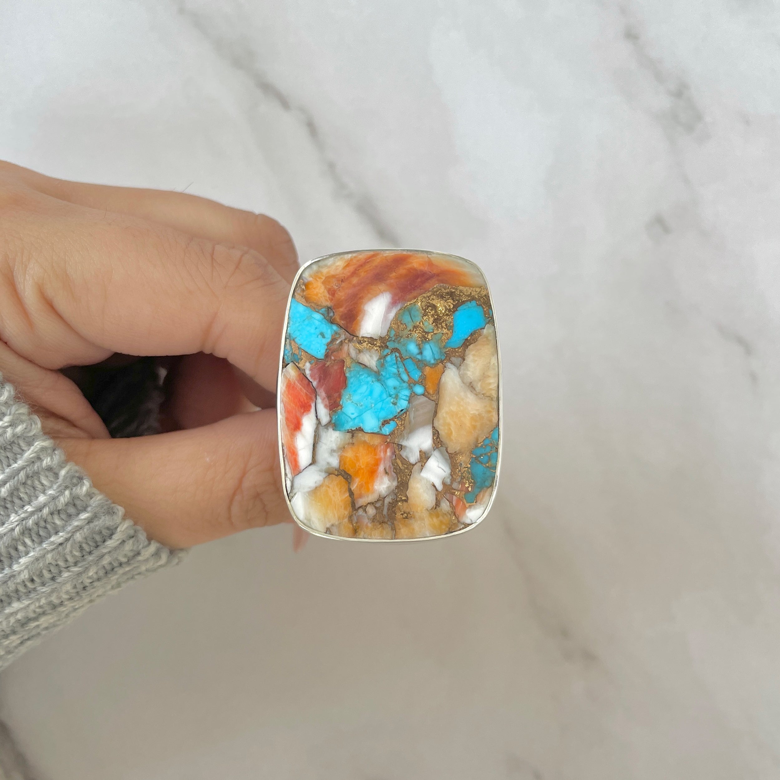 Spiny Oyster Turquoise Ring-(TRO-R-204.)