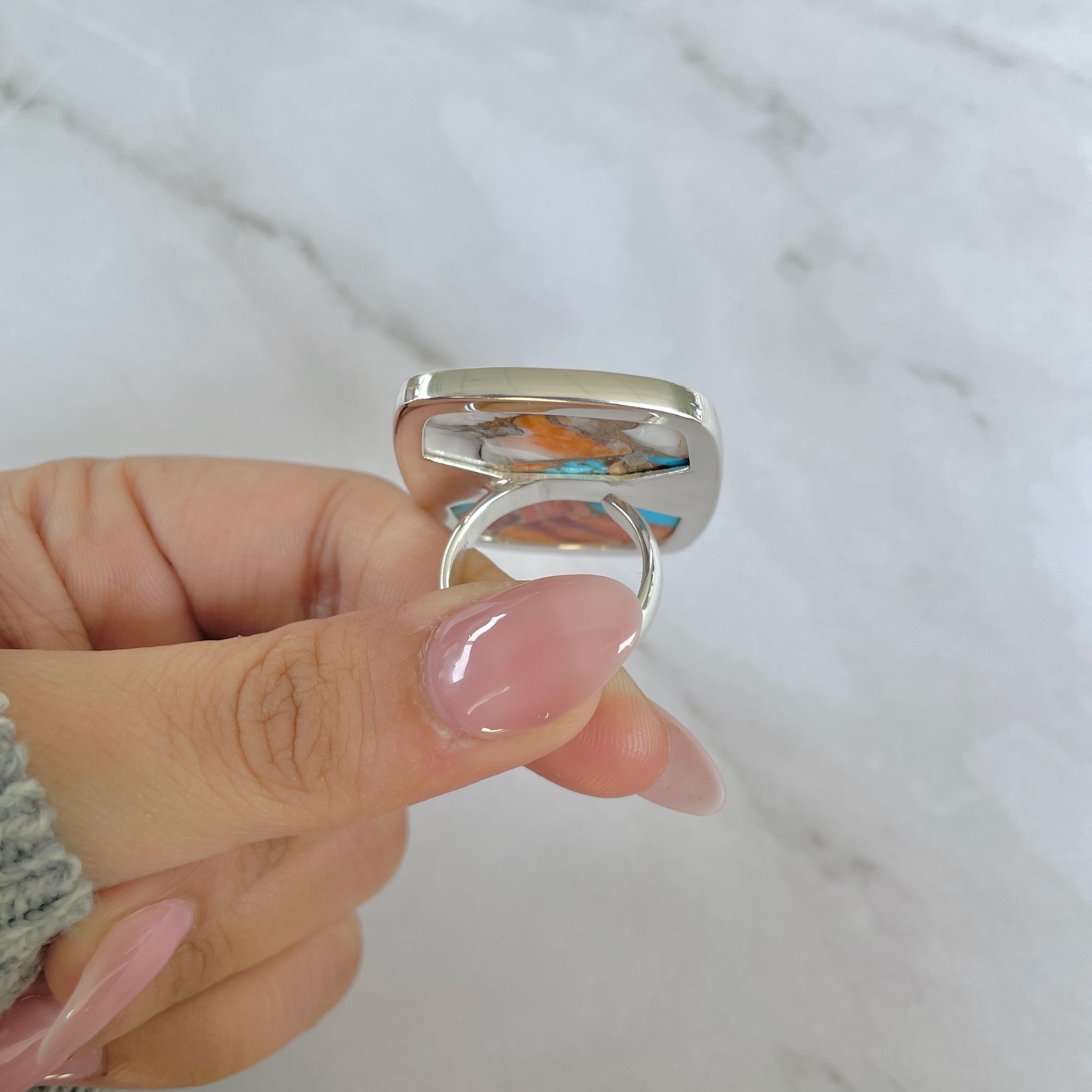 Spiny Oyster Turquoise Ring-(TRO-R-204.)