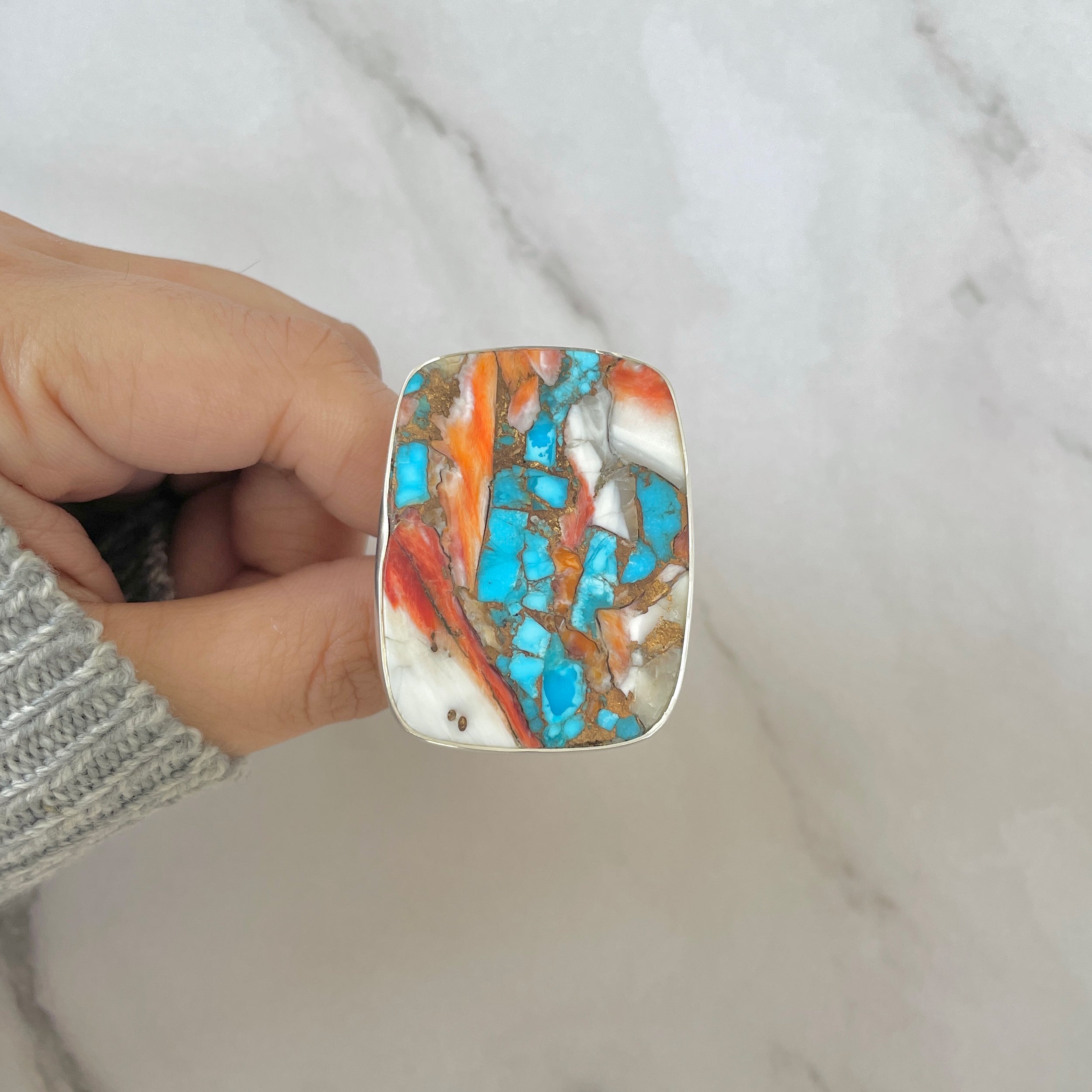 Spiny Oyster Turquoise Ring-(TRO-R-205.)