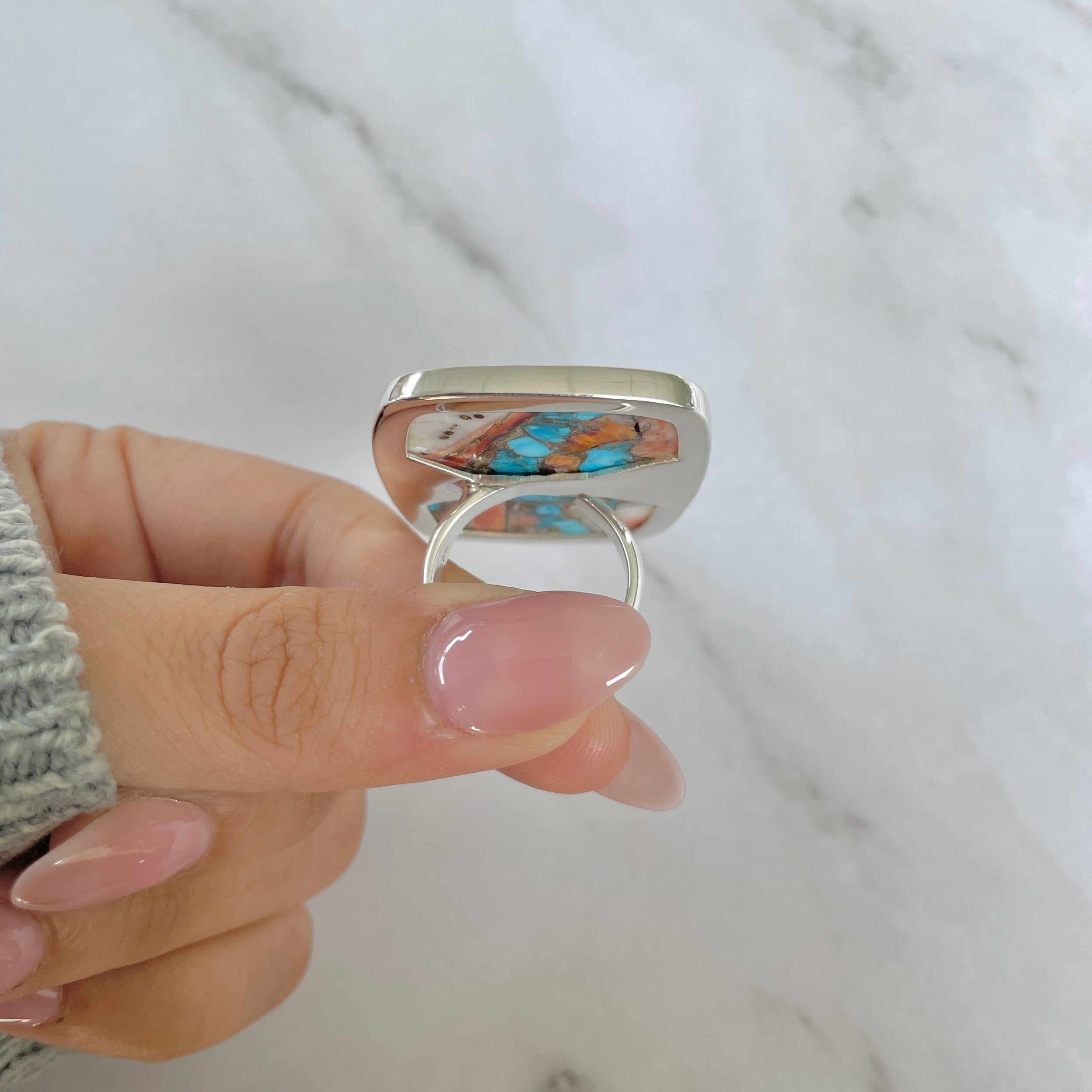 Spiny Oyster Turquoise Ring-(TRO-R-205.)